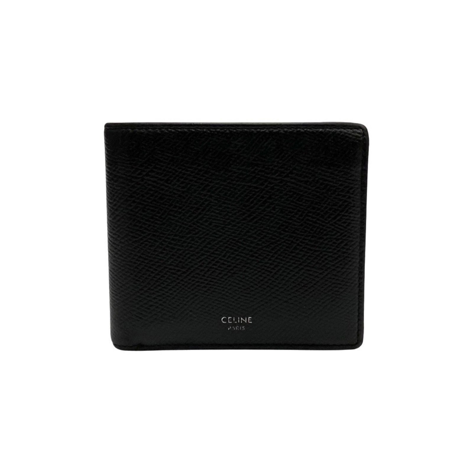Celine Bifold Wallet Leather Genuine Mini Coin Purse Black