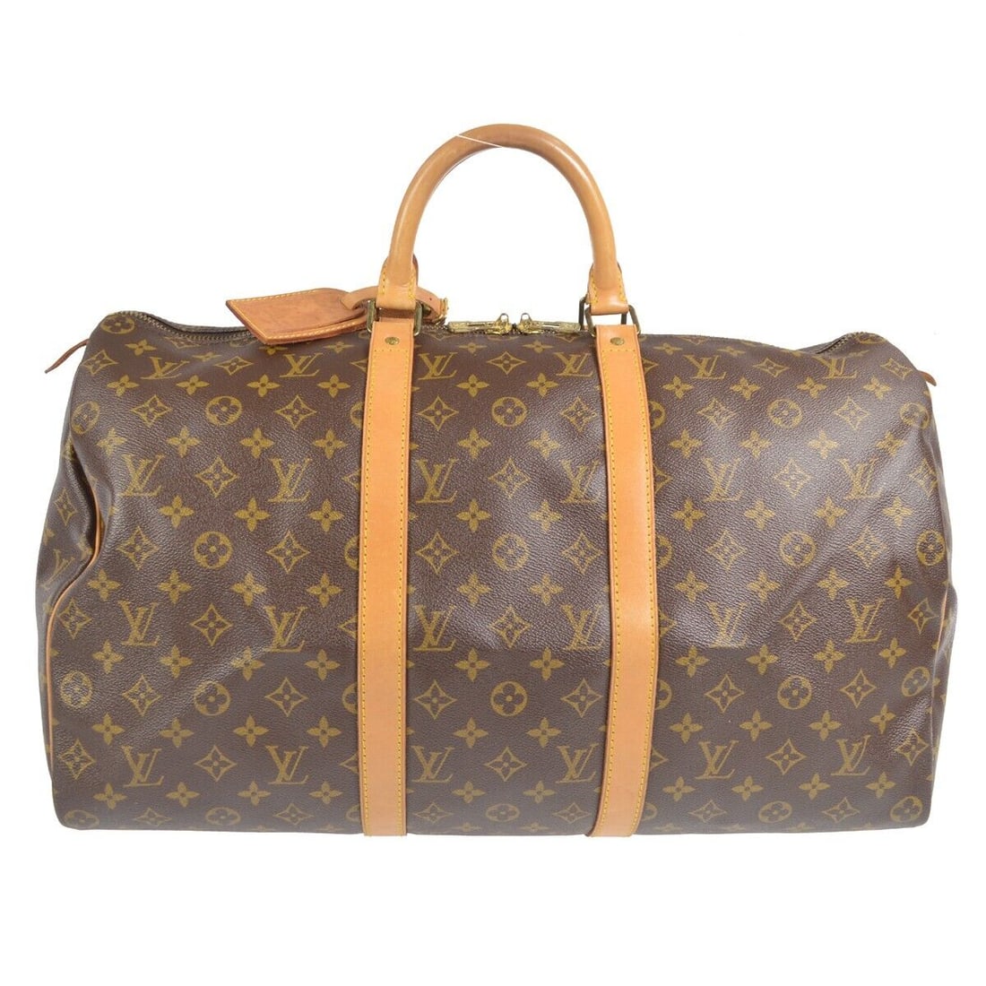 Louis Vuitton Keepall 50 Duffle Travel Handbag Monogram M41426 MB8904: Louis Vuitton Keepall 50 Duffle Travel Handbag Monogram M41426 MB8904 Exterior Material: Leather Monogram canvas Style: Duffle Exterior Color: Brown Bag Width: 19 in Pattern: Monogram Bag Height: 11 i
