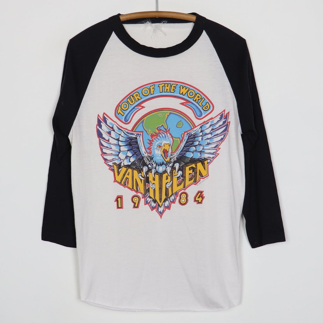 1984 Van Halen Tour Of The World Jersey Shirt: 1984 Van Halen Tour Of The World Jersey Shirt Original 1984 Van Halen Tour Of The World Jersey Shirt. This is a true vintage shirt, not a modern reproduction. Sizes vary so please use measurements for