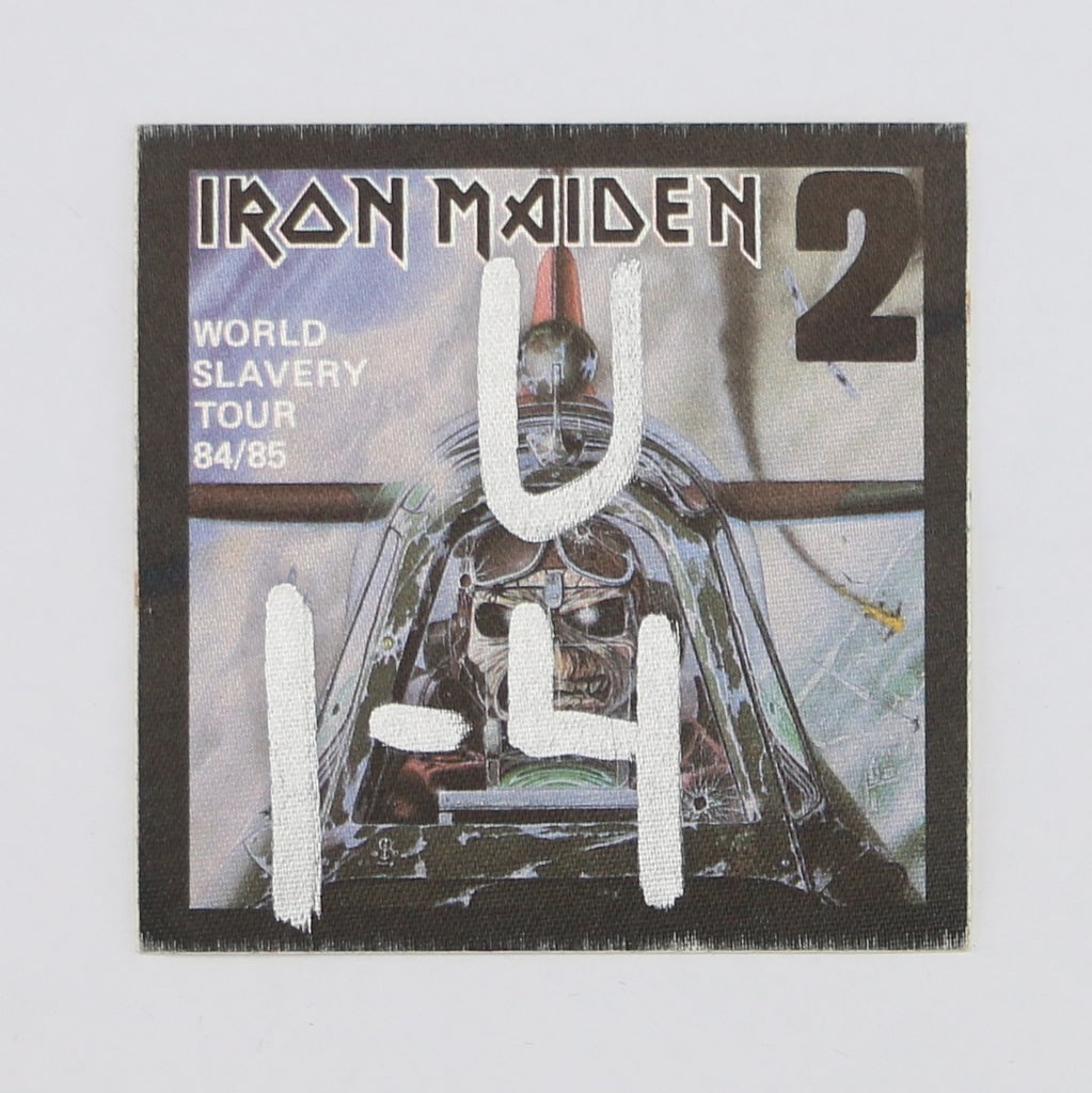 1985 Iron Maiden World Slavery Tour Backstage Pass: 1985 Iron Maiden World Slavery Tour Backstage Pass 1985 Iron Maiden World Slavery Tour Backstage Pass . This is a true vintage pass, not a modern reproduction. Pass is in good condition, unpeeled back