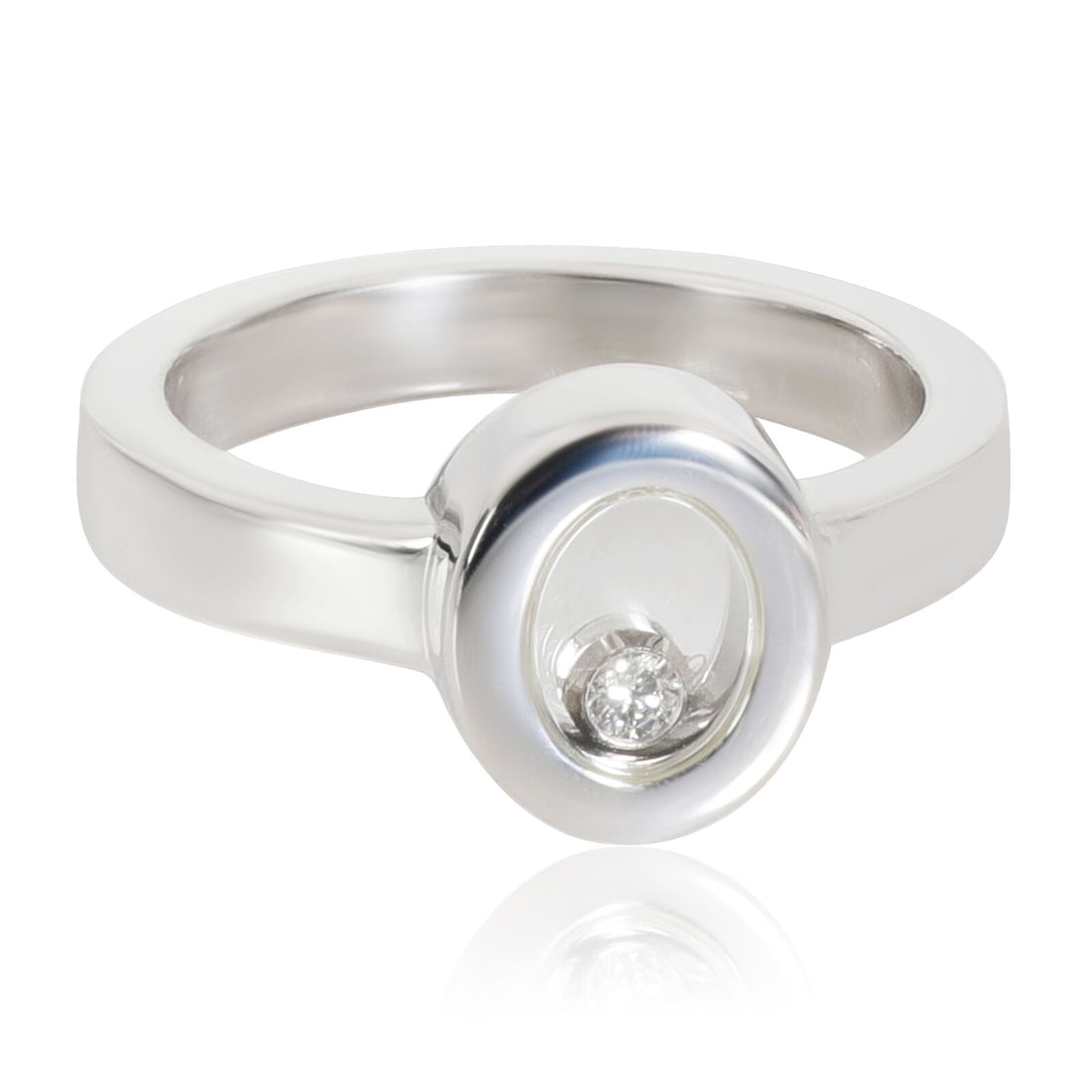 Chopard Happy Diamonds Oval Ring in 18K White Gold 0.06 CTW: Chopard Happy Diamonds Oval Ring in 18K White Gold 0.06 CTW A celebration of small diamonds the Happy Diamonds collection from Chopard. A celebration of small diamonds the Happy Diamonds collection fr