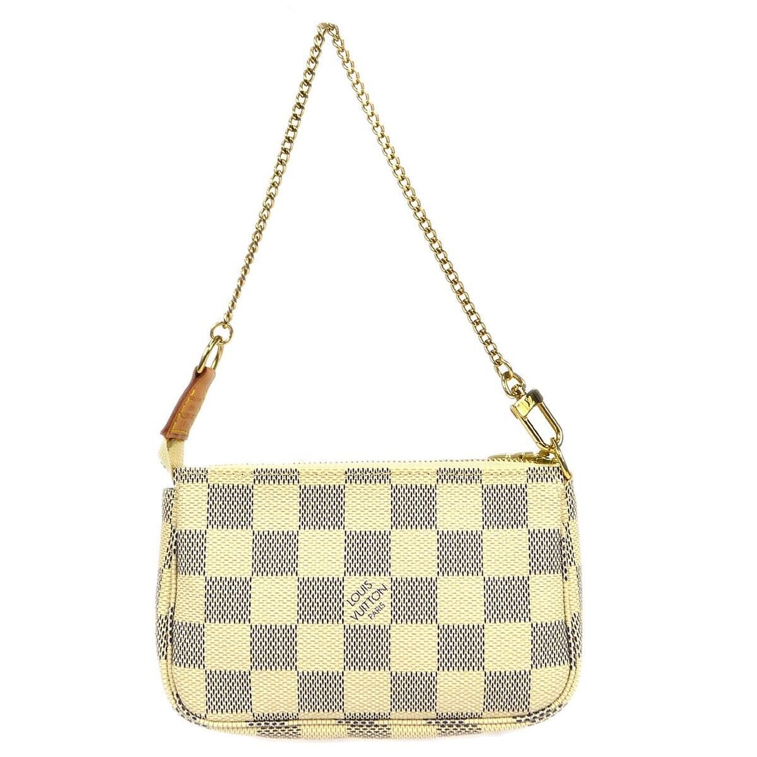 Louis Vuitton Azur Mini Pochette Accessoires Pouch Bag N58010 FL0047: Louis Vuitton Azur Mini Pochette Accessoires Pouch Bag N58010 FL0047 Exterior Material: Damier Azur canvas Style: Hand Bag Exterior Color: White Bag Width: 6 in Pattern: Check Bag Height: 4 in Closure