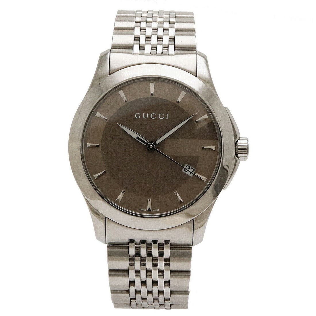 GUCCI G Timeless Collection 126.4 YA126401 Mens Watch: GUCCI G Timeless Collection 126.4 YA126401 Mens Watch Type: wristwatch Product Details case size W38mm (excluding crown) H45mm (including lugs) bracelet size 18cm Material SS movement Quartz/battery p