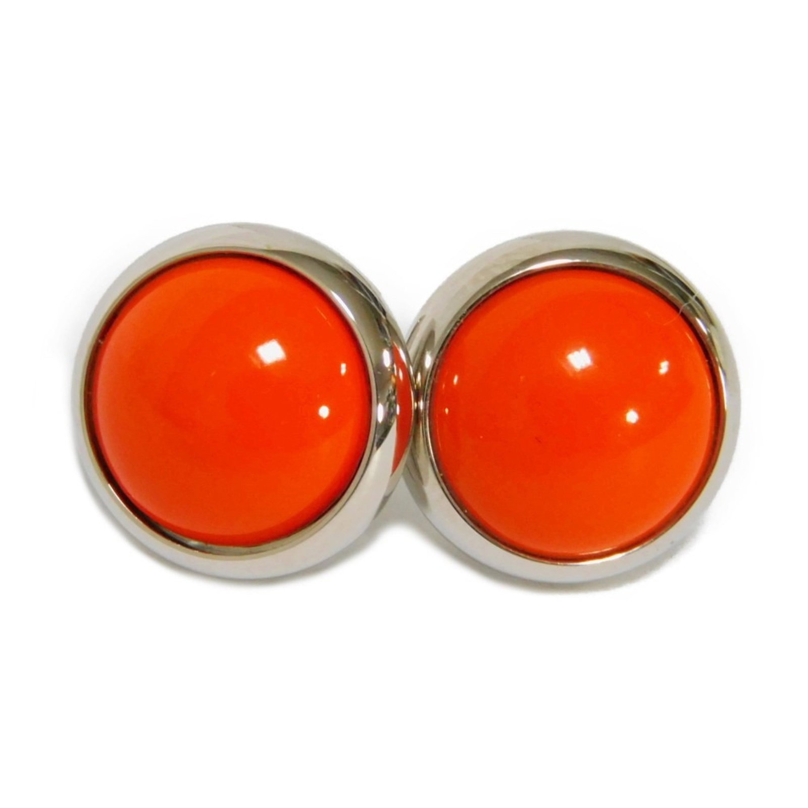 HERMES Earrings Eclipse Enamel Cloisonne Poppy Silver Round H Logo Stud Orange Ladies Accessories: HERMES Earrings Eclipse Enamel Cloisonne Poppy Silver Round H Logo Stud Orange Ladies Accessories Jewelry Brand: Hermes Type: Stud earrings Gender: Women Material: Cloisonne/enamel Metal Color: Orange