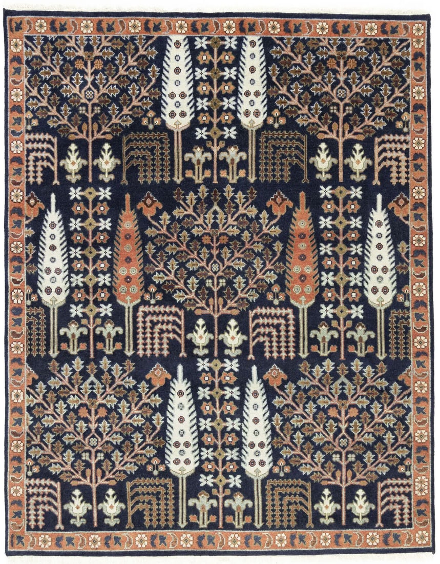 Living Dining Room Decor Floral 8X10 Tree of Life Chobi Oriental Rug Wool Carpet: Living Dining Room Decor Floral 8X10 Tree of Life Chobi Oriental Rug Wool Carpet Free continental US Shipping Type: Area Rugs Color: Dark Navy Peach Orange Brown Cream etc Size: 7"11 X 10"0 Production