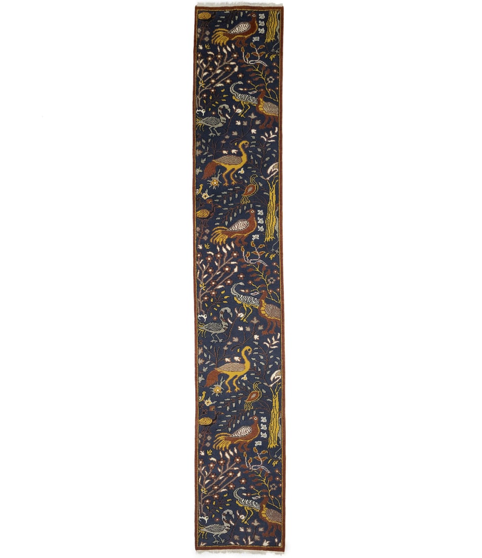 Birds Design Pictorial 27X156 Oversized Oriental Runner Rug Hallway Carpet: Birds Design Pictorial 27X156 Oversized Oriental Runner Rug Hallway Carpet Free continental US Shipping Type: Runners Color: Purple-navy Rust Yellow Charcoal Cream etc Size: 2"7 X 15"6 Material: Wool 