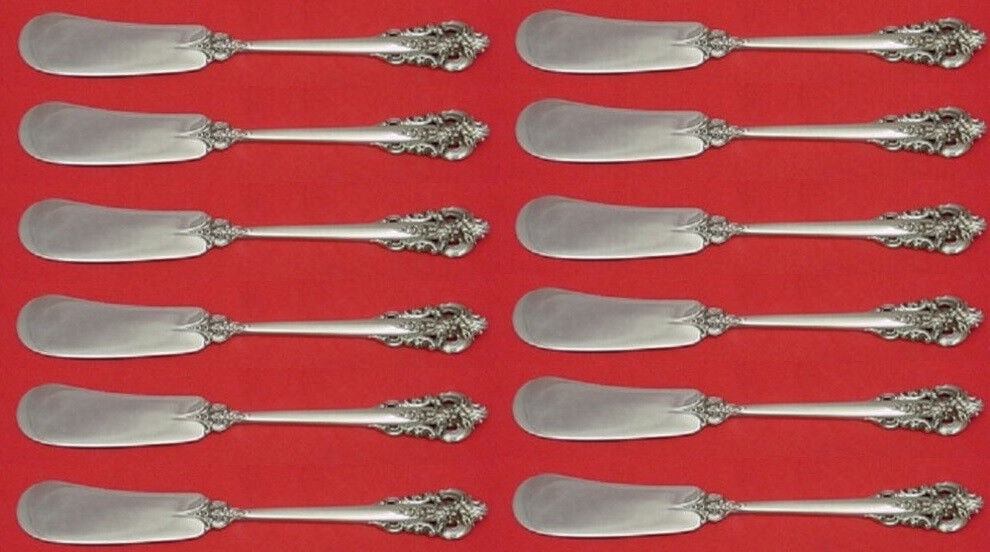 Grande Baroque by Wallace Sterling Silver Butter Spreader Flat FH Set 12 pieces: Grande Baroque by Wallace Sterling Silver Butter Spreader Flat FH Set 12 pieces Pattern: Grande Baroque Composition: Sterling Silver Type: Knife Age: Post-1940 Grande baroque by wallacesterling silver