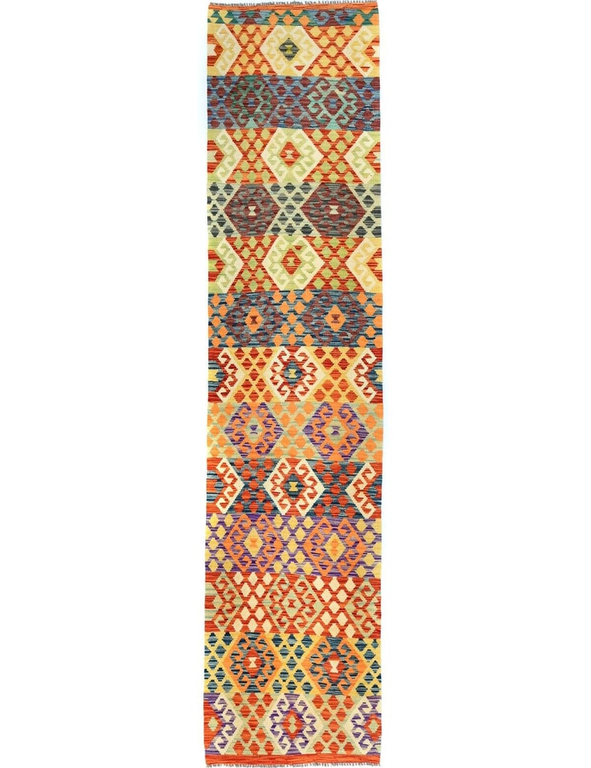 Reversible Geometric Tribal Multicolored 3X13 Kilim Oriental Runner Rug Carpet: Reversible Geometric Tribal Multicolored 3X13 Kilim Oriental Runner Rug Carpet Free continental US Shipping Type: Runners Color: Multicolored Size: 2"10 X 12"6 Material: Wool Production Technique: Wov