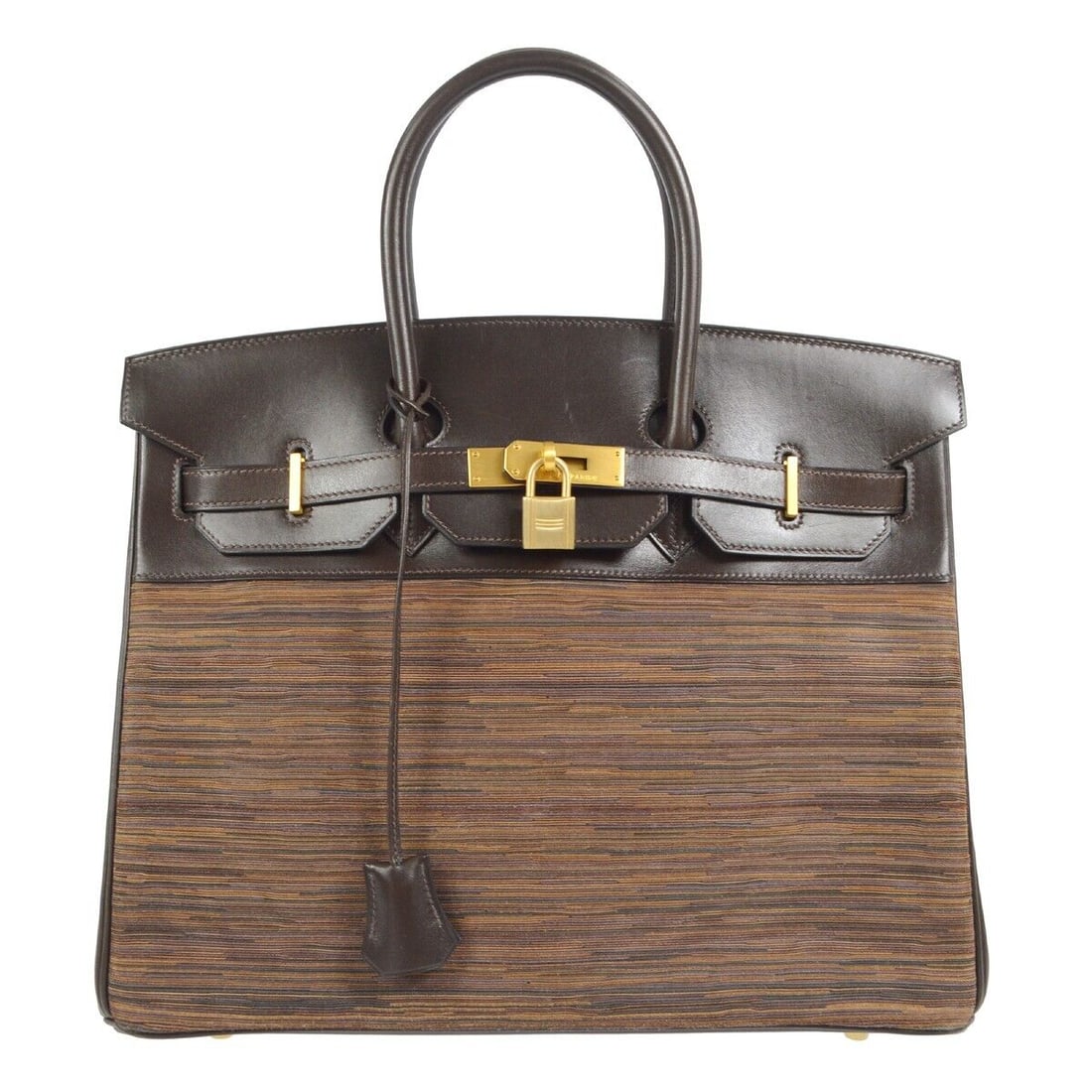 Hermes Birkin 35 Handbag Purse Vibrato Box Calf Brown Ebene #G 27L: Hermes Birkin 35 Handbag Purse Vibrato Box Calf Brown Ebene #G 27L Bag Width: 13.8 Bag Height: 10.2 Closure: Flap Turn Lock Occasion: Casual Size: Large Handle Style: Double Handles Lining Material: L