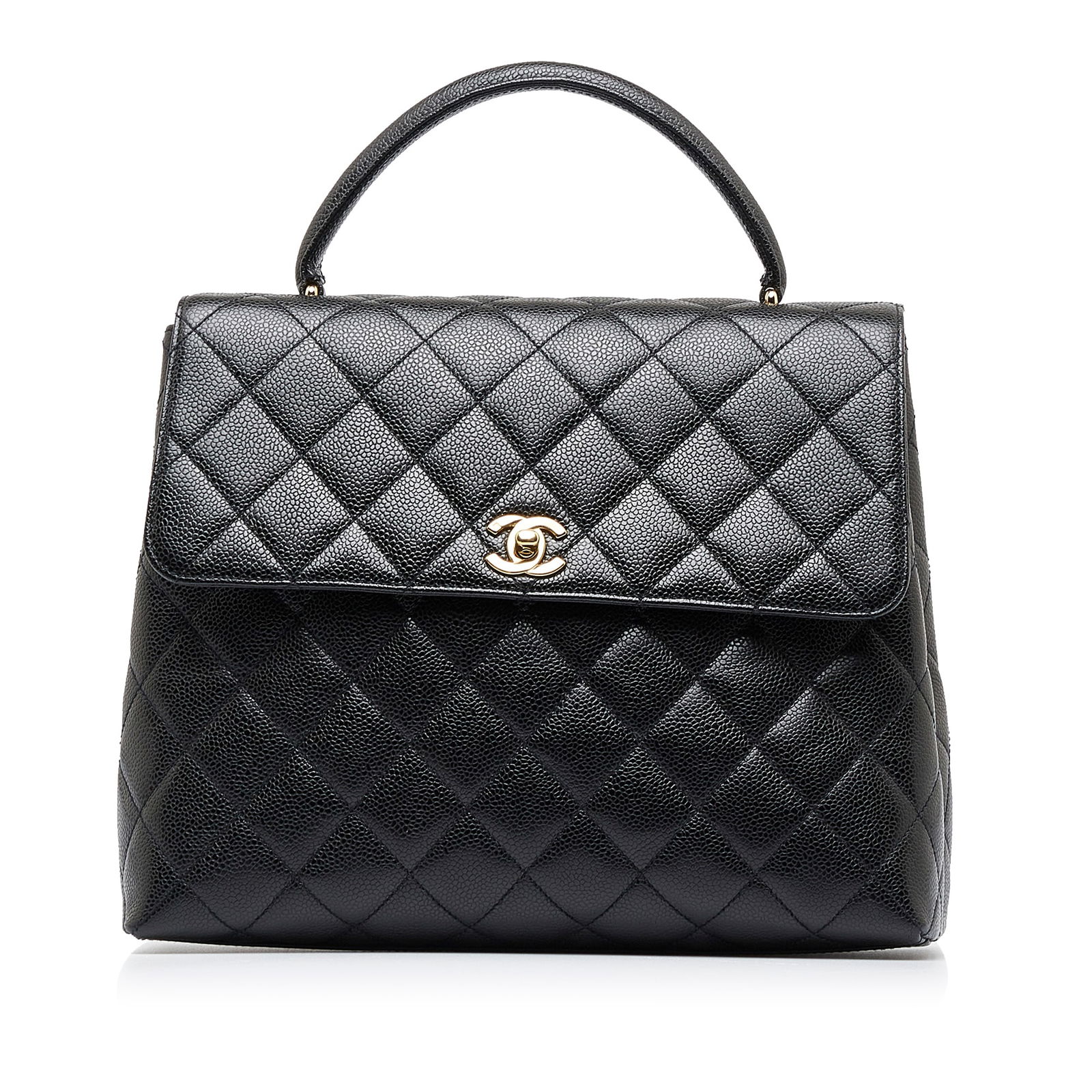 Chanel Caviar Kelly Top Handle: Chanel Caviar Kelly Top Handle The Kelly features a caviar leather body rolled top handle a top flap with CC turn lock closure an exterior slip pocket and interior zip and slip pockets. Brand: Chanel