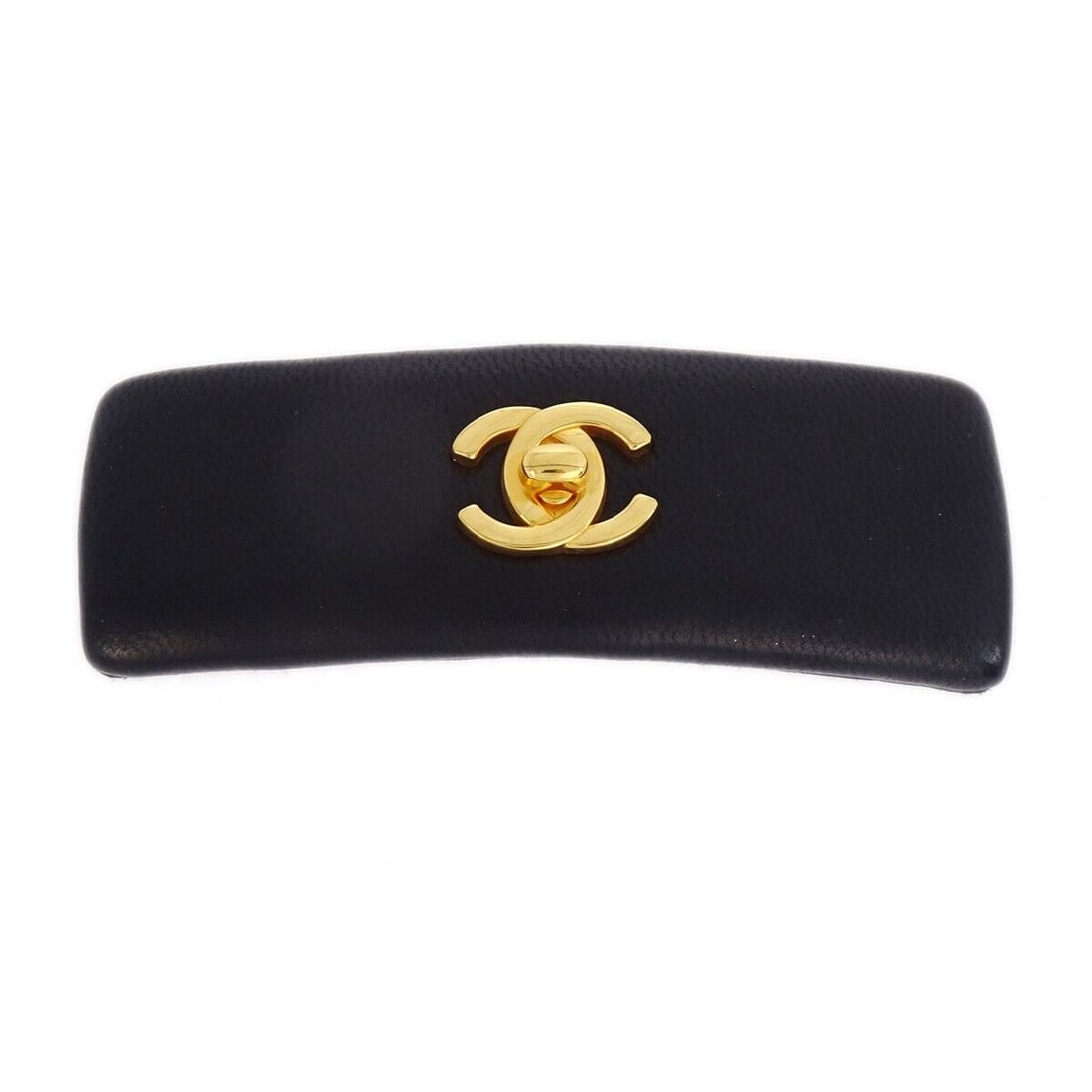 Chanel Hair Clip Hairpin Barrette Black 62: Chanel Hair Clip Hairpin Barrette Black 62 Type: Barrette Color: Black Material: Leather Outside Condition: AB: Very Good/Inside Condition: C: Heavily Used The BIDHAUS Guarantee: All items in this auc