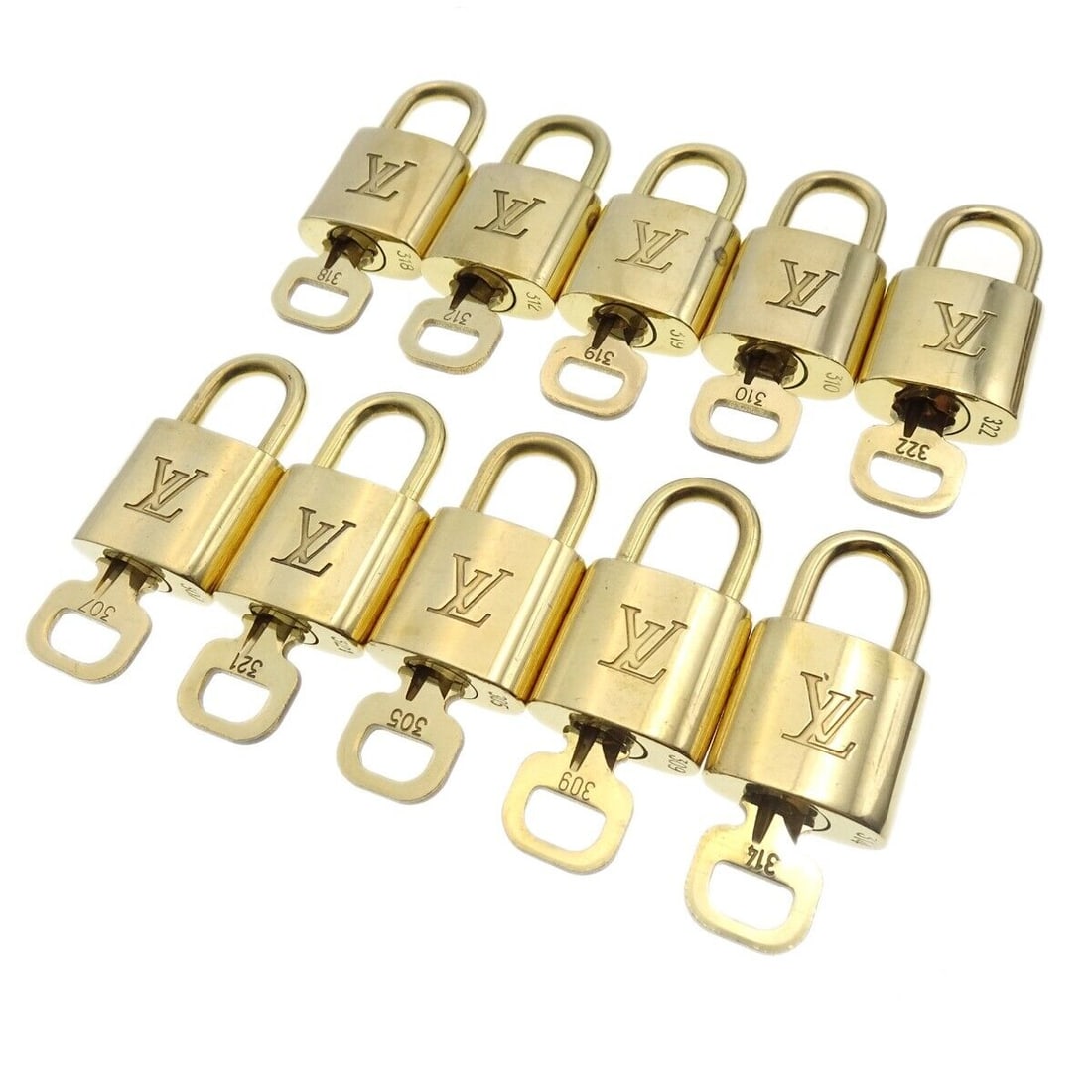 Louis Vuitton Padlock & Key Bag Accessories Charm 10 Piece Set Gold Auction