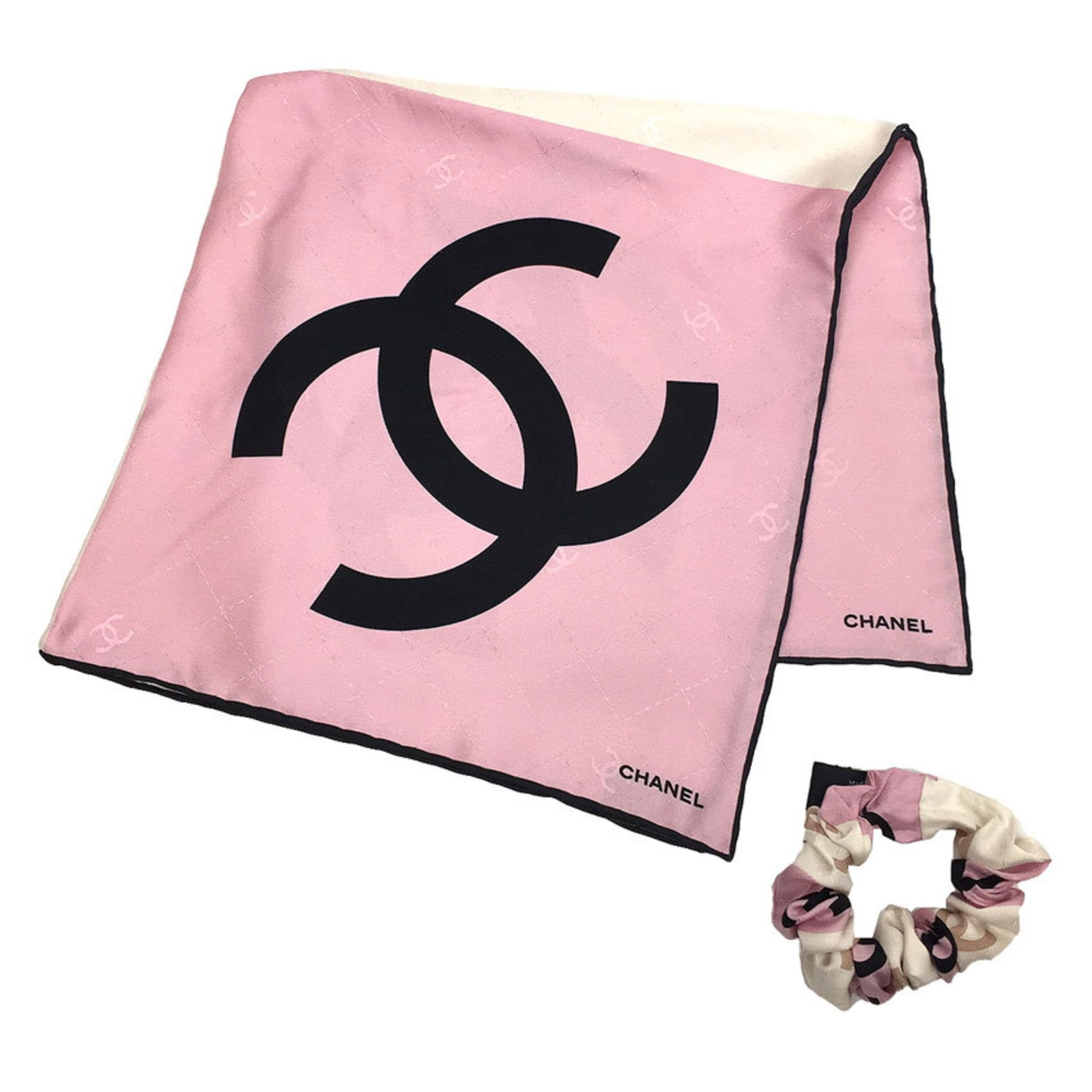 CHANEL Scarf Muffler Scrunchie Set Star Hair Tie Pink Coco Mark Silk Women's: CHANEL Scarf Muffler Scrunchie Set Star Hair Tie Pink Coco Mark Silk Women's Brand: Chanel Type: Scarf Gender: Women Color: Pink White Material: Silk Silk: Condition: Used (very good) Overall Scratche