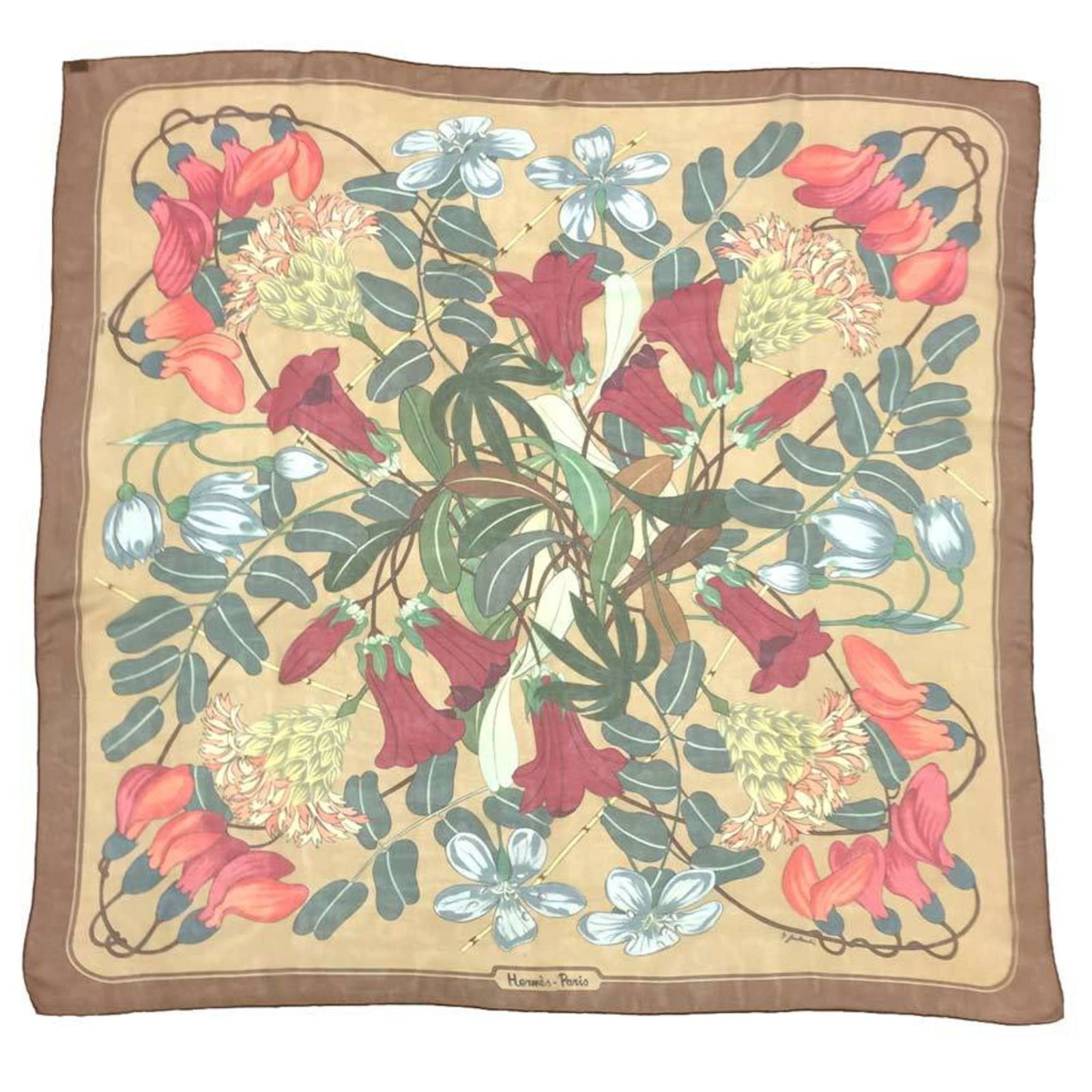 HERMES Scarf Muffler Carre 90 Flora Graeca Greek Flower 1983 Niki Goulandris Pattern Brown Silk: HERMES Scarf Muffler Carre 90 Flora Graeca Greek Flower 1983 Niki Goulandris Pattern Brown Silk Muslin 100% Hermes Brand: Hermes Model: Carre 90 Country of Origin: France Type: Scarf Gender: Women Col