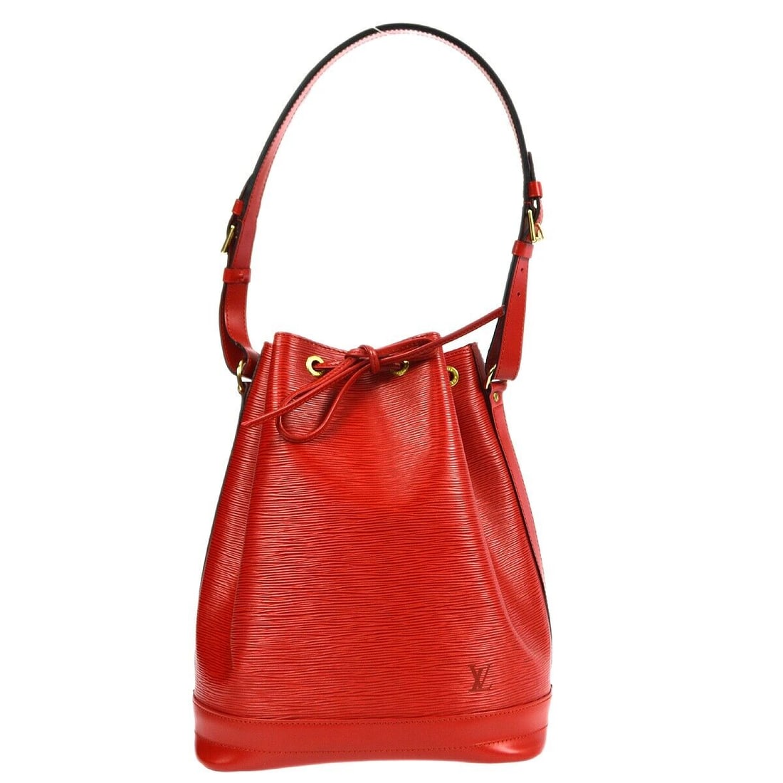 Louis Vuitton Red Epi Noe Bucket Drawstring Shoulder Bag M44007 AR0995: Louis Vuitton Red Epi Noe Bucket Drawstring Shoulder Bag M44007 AR0995 Bag Width: 10.6 Pattern: Epi Bag Height: 13.4 Closure: Drawstring Occasion: Casual Size: Medium Handle Style: Shoulder Strap Lini