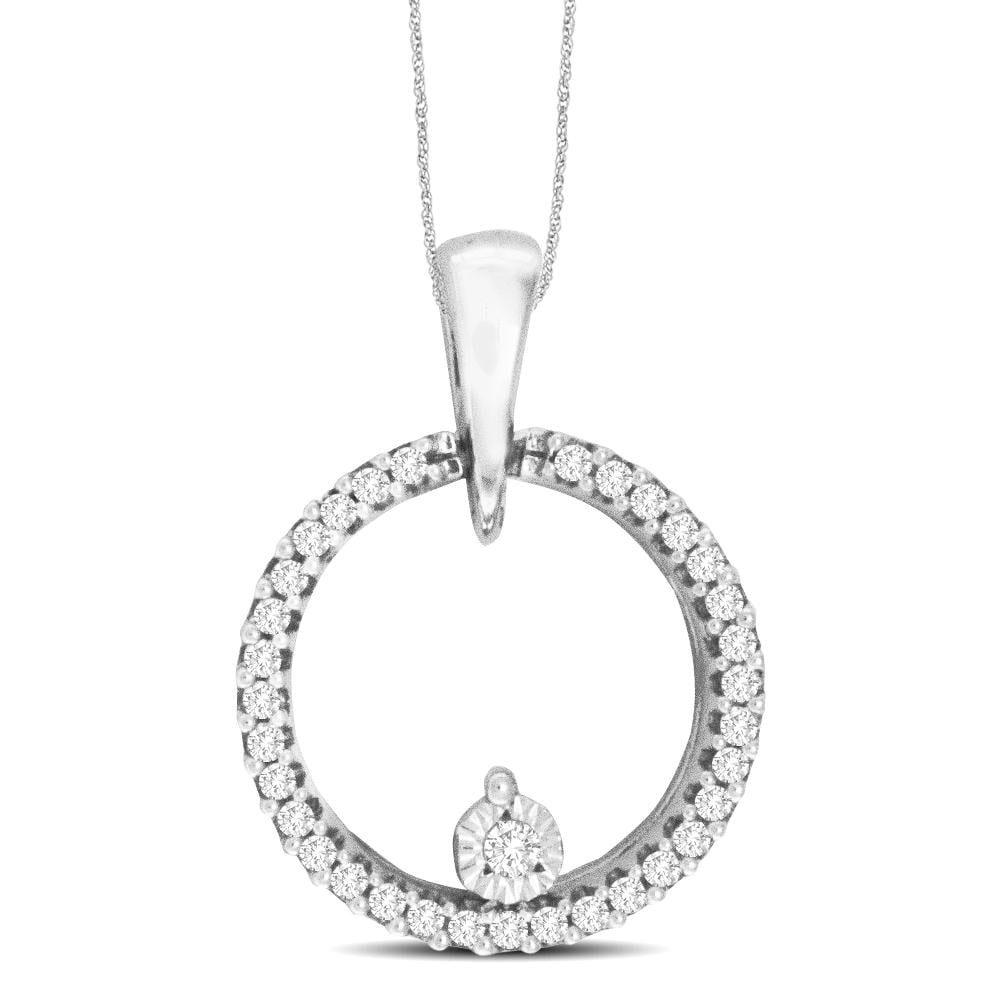 10K White Gold 1/10 Ct.Tw.Diamond Circle Pendant: 10K White Gold 1/10 Ct.Tw.Diamond Circle Pendant This Amazing Pendant Is Available In 10K White Gold. There Are Round Diamond With A Total Carat Weight Of 1/10 Ct Set In A Micro Prong Setting. Metal: 