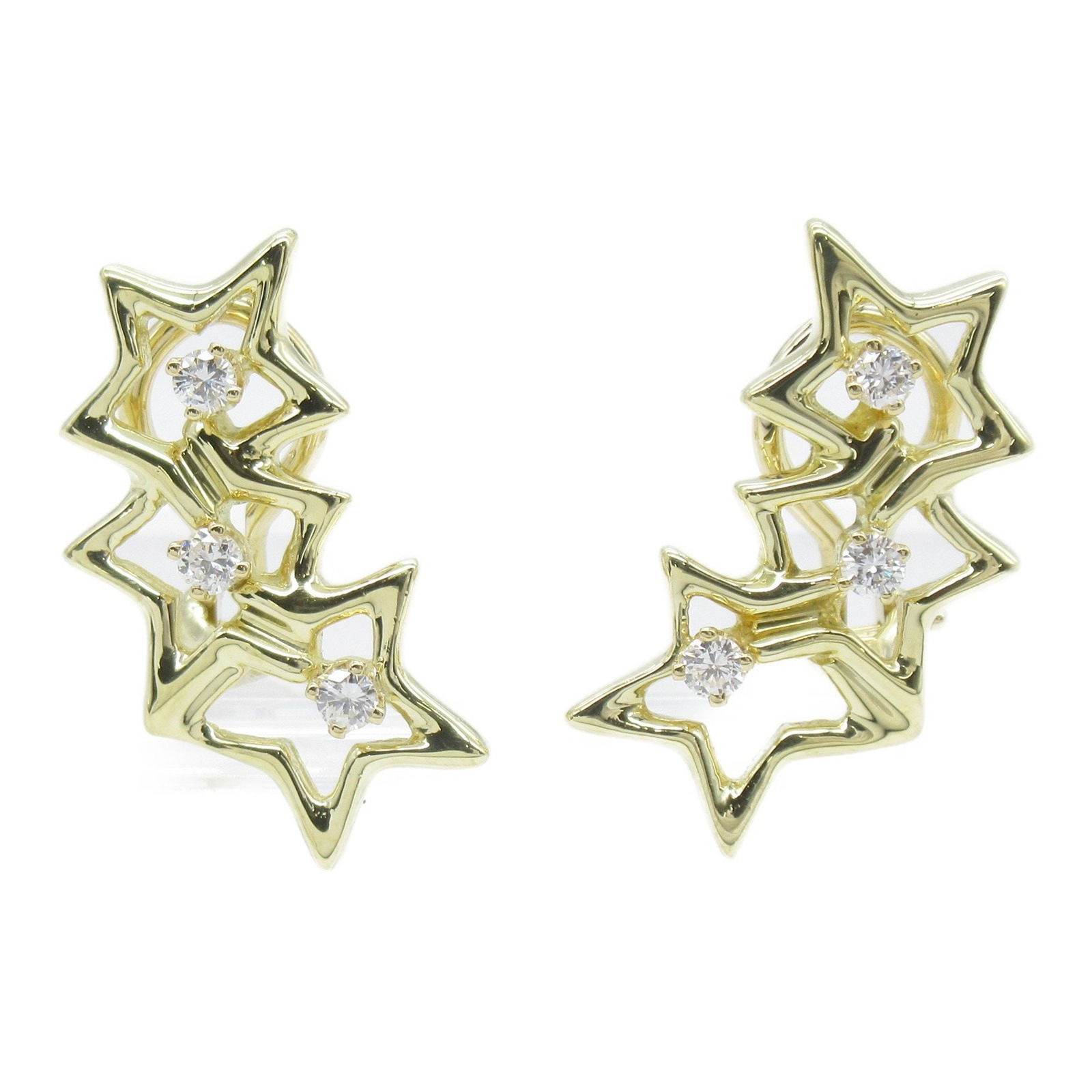 TIFFANY&CO Triple Star Diamond Earring Earring Clear K18 (Yellow Gold) Clear: TIFFANY&CO Triple Star Diamond Earring Earring Clear K18 (Yellow Gold) Clear Brand: Tiffany Type: Clip earrings Material: Yellow gold Color: Other Gender: Women Size: 23mm x 11mm(0.9 x 0.4) Condition: