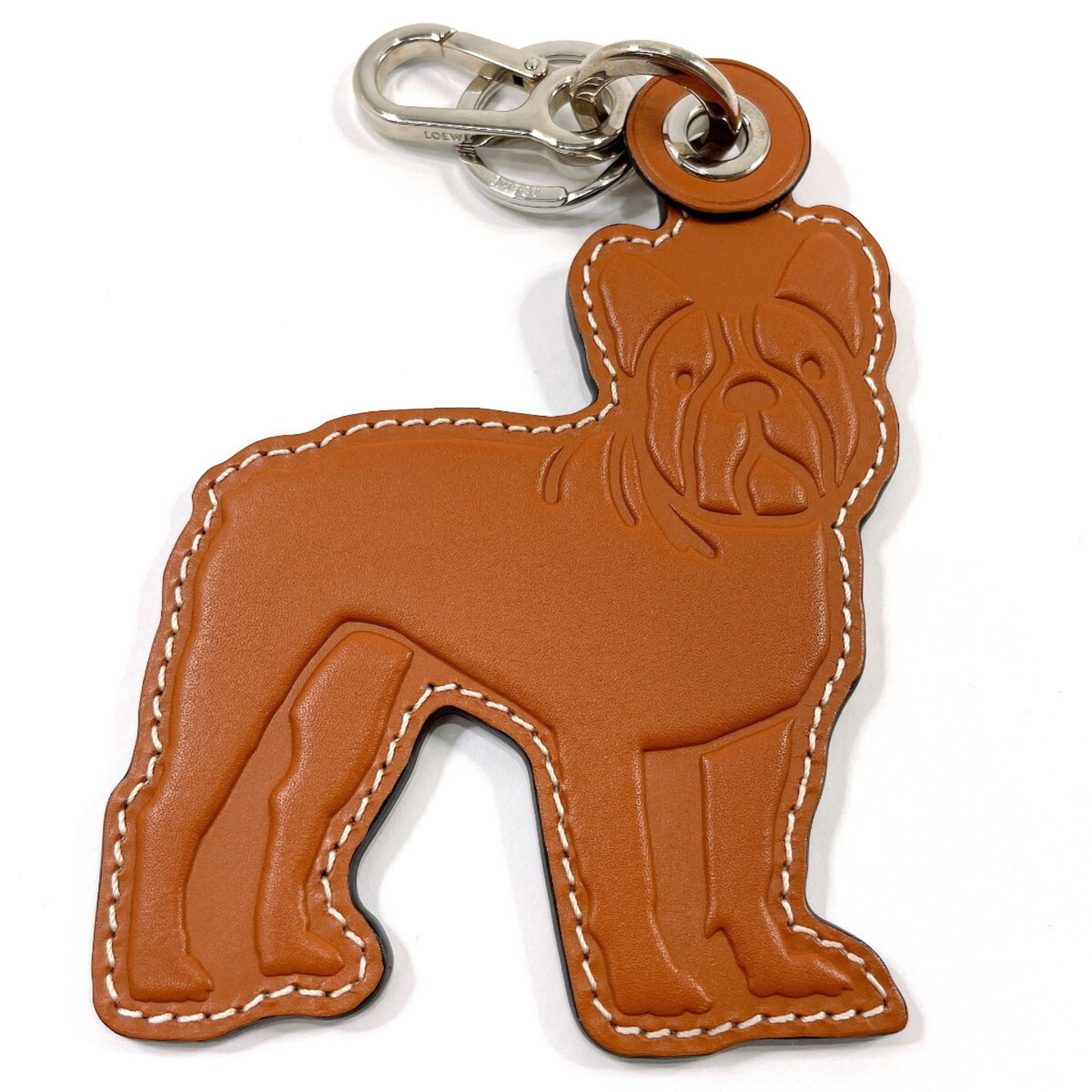 LOEWE Bulldog Keychain Leather Unisex Brown: LOEWE Bulldog Keychain Leather Unisex Brown Brand: Loewe Model: bulldog Type: Keyring Gender: Women Men Color: Brown Material: Leather Size (HxWxD): 13cm x 9cm / 5.11 x 3.54 Condition: Used (very good