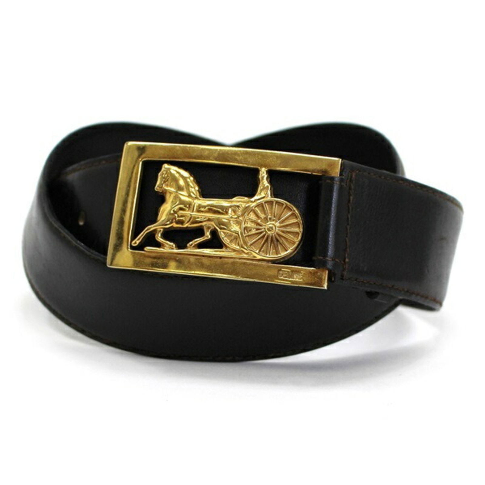 Celine Leather Belt Carriage Buckle Dark Brown Total Length 102cm 76.5cm ~ 91.5cm (5 Levels: Celine Leather Belt Carriage Buckle Dark Brown Total Length 102cm 76.5cm ~ 91.5cm (5 Levels Adjustment +3) For CELINE Men's Old Pattern Brand: Celine Type: Standard belt Gender: Men Women Style: Casua