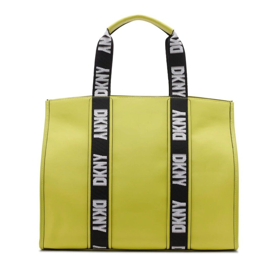 DKNY Classic Cassie Large Tote: DKNY Classic Cassie Large Tote Exterior Material: Faux Leather Style: Tote Exterior Color: Lime Bag Width: 16 in Shape: Square Bag Height: 13 in Size: Large Handle Style: Double Handles Bag Depth: 7 i