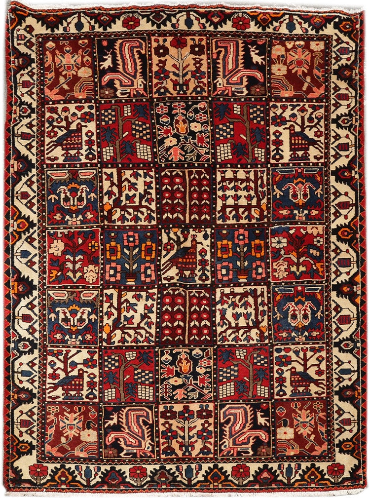 5 x 7 Multi Color Persian Bakhtiari Rug: 5 x 7 Multi Color Persian Bakhtiari Rug Free continental US Shipping Size in Feet: Width: 4.11 x Length: 6.9 Size in Inches: Width: 49 in x Length: 81 in Rug Type: Area Rug Colors: Multi Color Weave: 