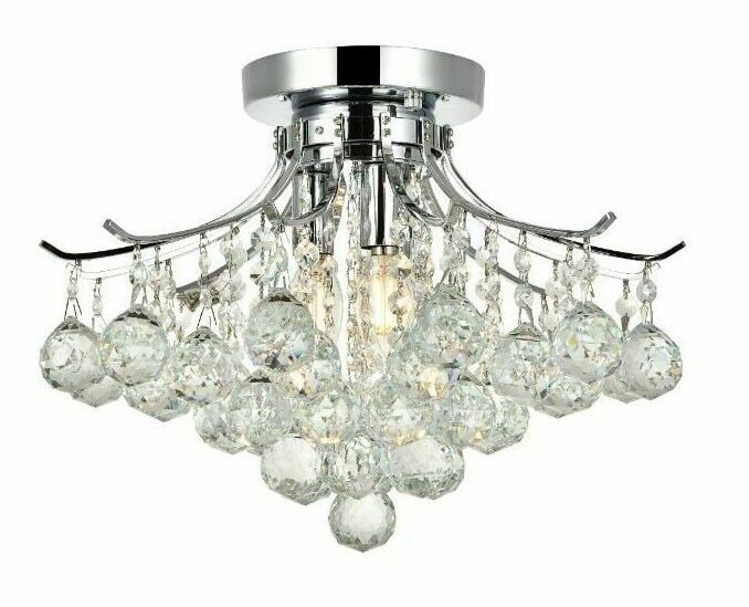 BATHROOM BEDROOM HALLWAY CRYSTAL CHANDELIER FLUSH MOUNT LIGHTING 3 LIGHT 16": BATHROOM BEDROOM HALLWAY CRYSTAL CHANDELIER FLUSH MOUNT LIGHTING 3 LIGHT 16" Type: Chandelier Sensor Type: Light Material: Crystal Glass Metal Steel Color: Silver Cord Color: Multicolor Number Of Ligh