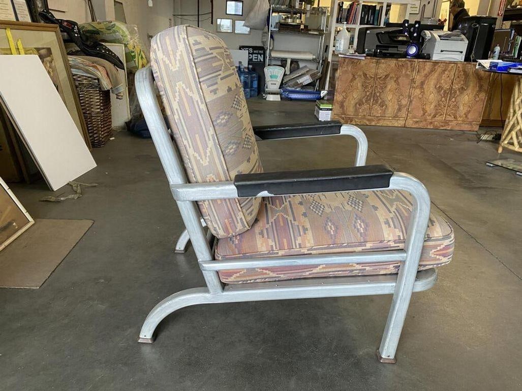 1930s Machine Age Streamline Aluminum Tubular Lounge Club Chair: 1930s Machine Age Streamline Aluminum Tubular Lounge Club Chair Dimensions: Height: 30 in (76.2 cm)Width: 27 in (68.58 cm)Depth: 33 in (83.82 cm) Materials and Techniques: Aluminum Place of Origin: Un