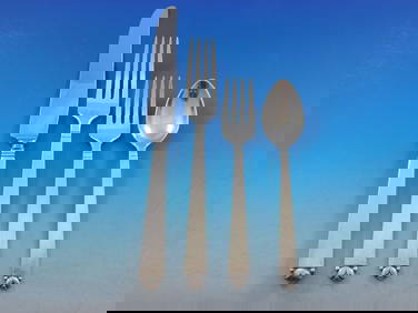 Oak Leaf by Old Newbury Crafters Sterling Silver Flatware Set 25 Pieces Dinner (1 of 7)