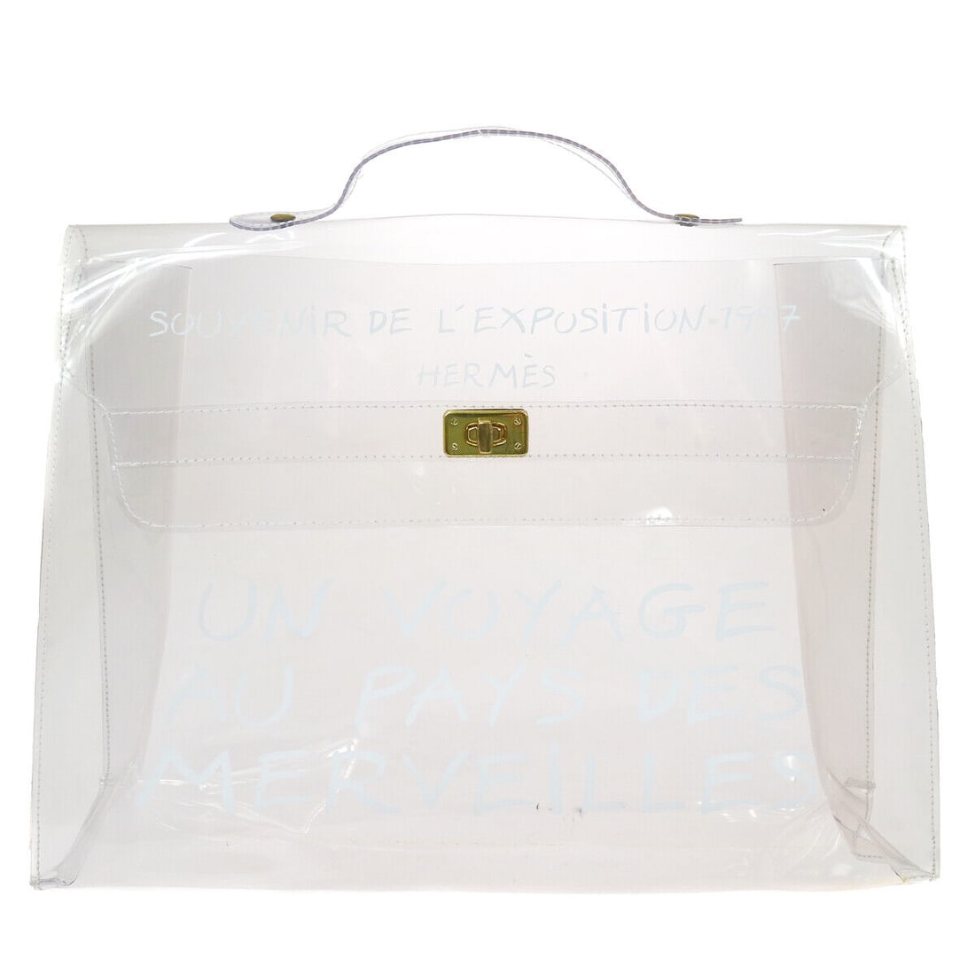 HERMES Vinyl Kelly Beach Hand Bag SOUVENIR DE LEXPOSITION 1997: HERMES Vinyl Kelly Beach Hand Bag SOUVENIR DE LEXPOSITION 1997 Outside Condition: AB: Very Good/Inside Condition: AB: Very Good The BIDHAUS Guarantee: All items in this auction are guaranteed to be 10