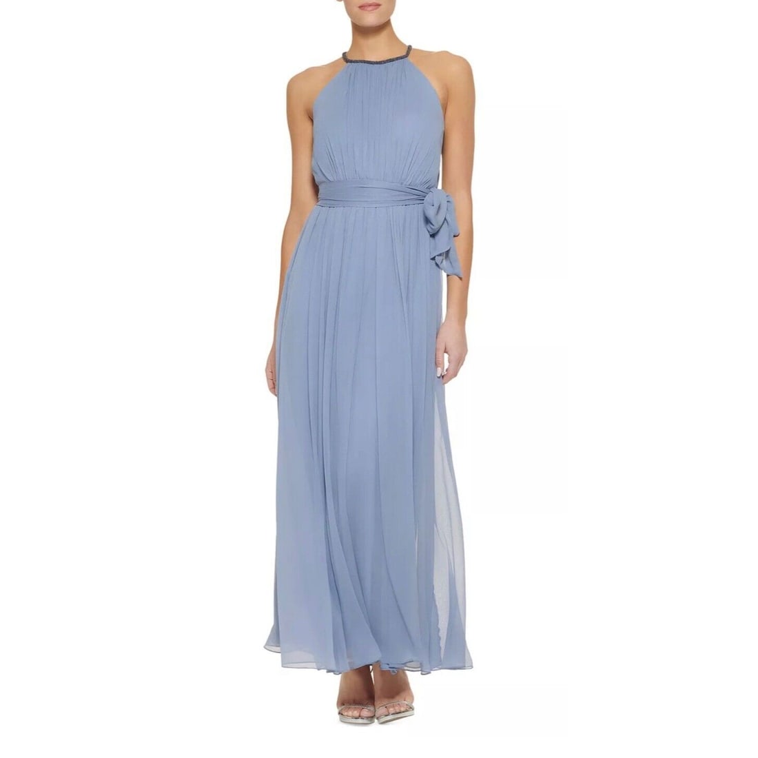 DKNY Women's Embellished Beaded Halter Neckline Belted Formal Dress Blue: DKNY Women's Embellished Beaded Halter Neckline Belted Formal Dress Blue Pre-Owned The BIDHAUS Guarantee: All items in this auction are guaranteed to be 100% authentic. At Your Service: At BIDHAUS, ou