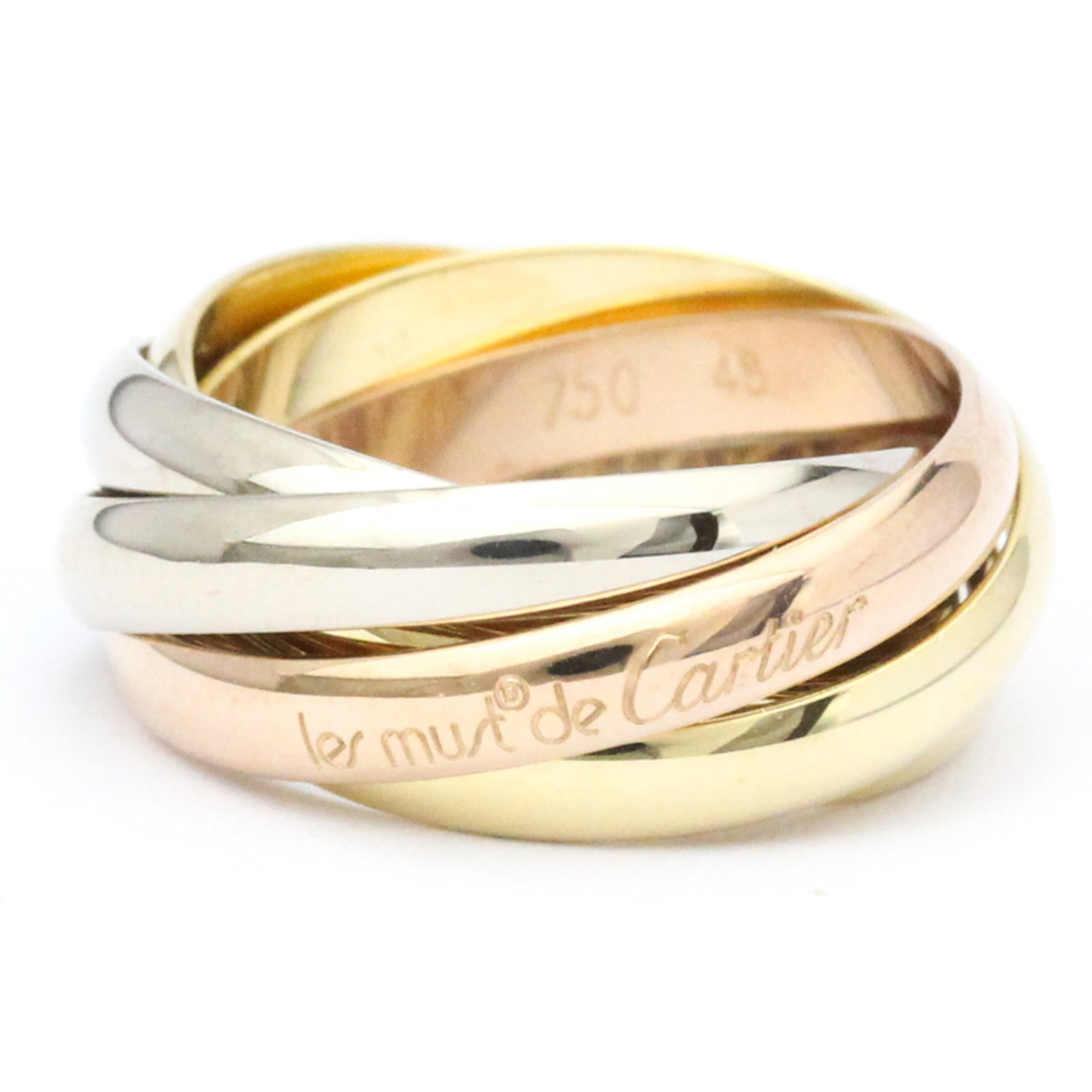 Cartier Trinity Ring 5 Rows Pink Gold (18K) White Gold (18K) Yellow Gold (18K) Fashion No Stone Band: Cartier Trinity Ring 5 Rows Pink Gold (18K) White Gold (18K) Yellow Gold (18K) Fashion No Stone Band Ring Gold Brand: Cartier Model: Trinity ring 5 rows Type: Band ring Style: Fashion Gender: Women Me