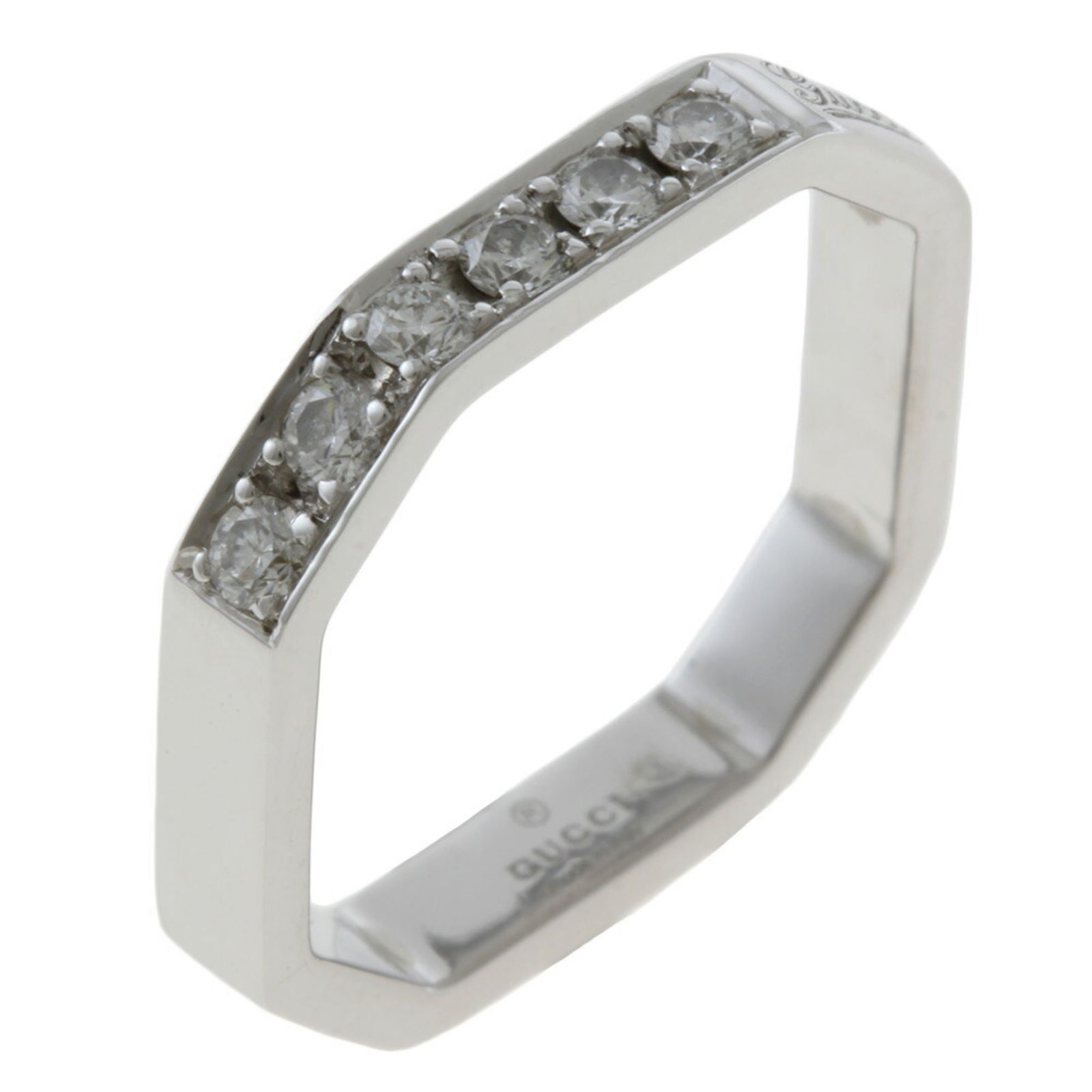 Gucci GUCCI Octagonal Ring No. 6 18K K18 White Gold Diamond Women's: Gucci GUCCI Octagonal Ring No. 6 18K K18 White Gold Diamond Women's Brand: Gucci Country of Origin: United Kingdom Number in Pack: 1 Type: Band ring Style: Business Fashion Gender: Men Women Material: