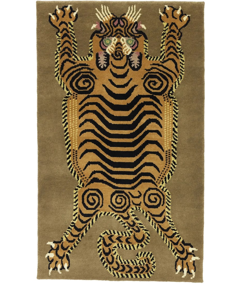 Handmade Plush Wool Tribal Pictorial 3X5 Nepali Oriental Rug Kids Room Carpet: Handmade Plush Wool Tribal Pictorial 3X5 Nepali Oriental Rug Kids Room Carpet Free continental US Shipping Type: Area Rugs Color: Khaki Orange Black etc Size: 3"0"X 5"1" Production Technique: Knotted 