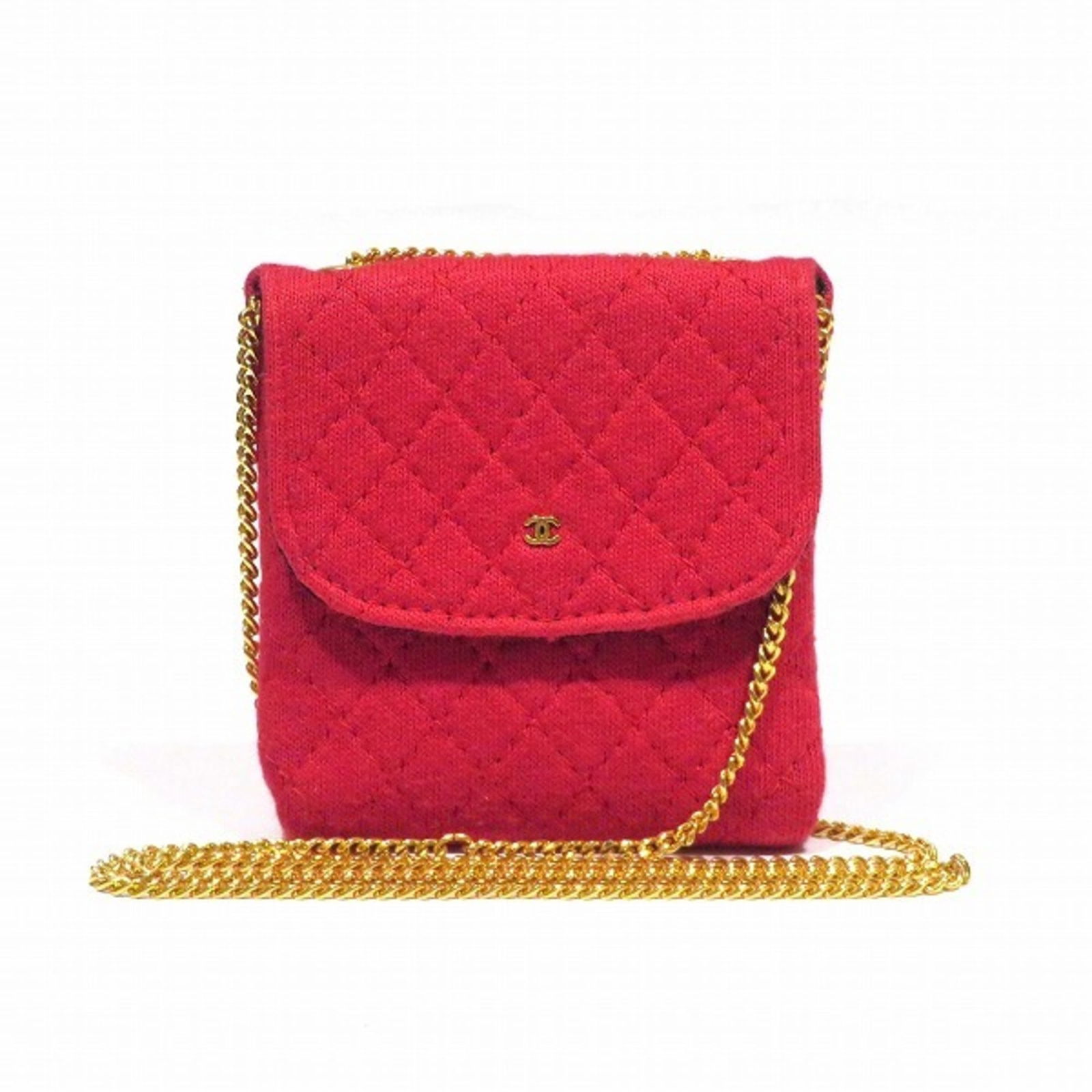 CHANEL Matelasse Mini Pochette Pouch Gold Hardware Bag Shoulder Ladies: CHANEL Matelasse Mini Pochette Pouch Gold Hardware Bag Shoulder Ladies Brand: Chanel Line: Matelasse Type: Pochette Shoulder bag Material: Cotton Jersey Cotton: Jersey: Color: Pink red Gender: Women S