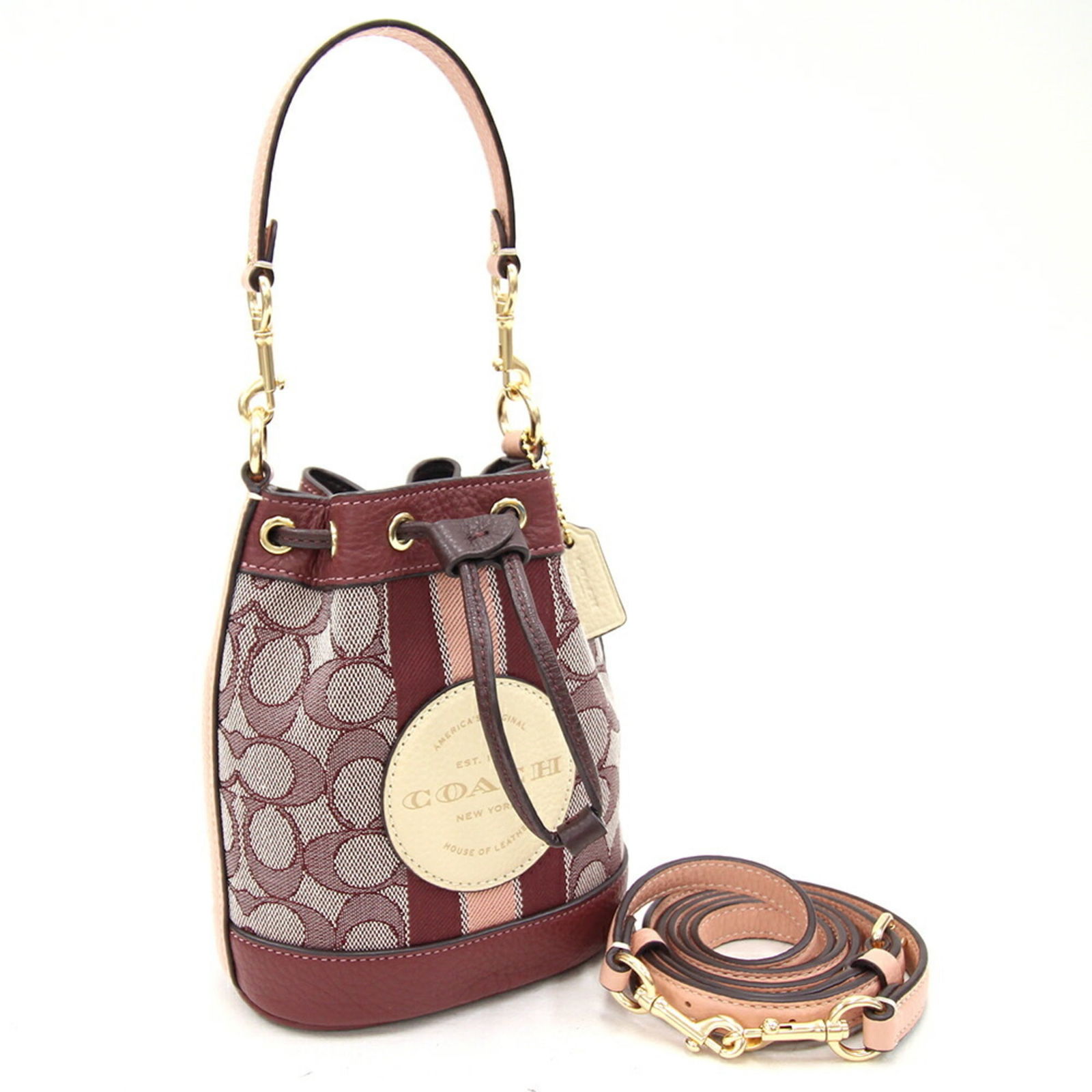 Coach Handbag Signature C8322 Bordeaux Pink Canvas Leather Shoulder Bag Ladies Drawstring COACH: Coach Handbag Signature C8322 Bordeaux Pink Canvas Leather Shoulder Bag Ladies Drawstring COACH Brand: Coach Type: Handbag Shoulder bag Material: Canvas Leather Canvas: Leather: Color: Bordeaux Pink G