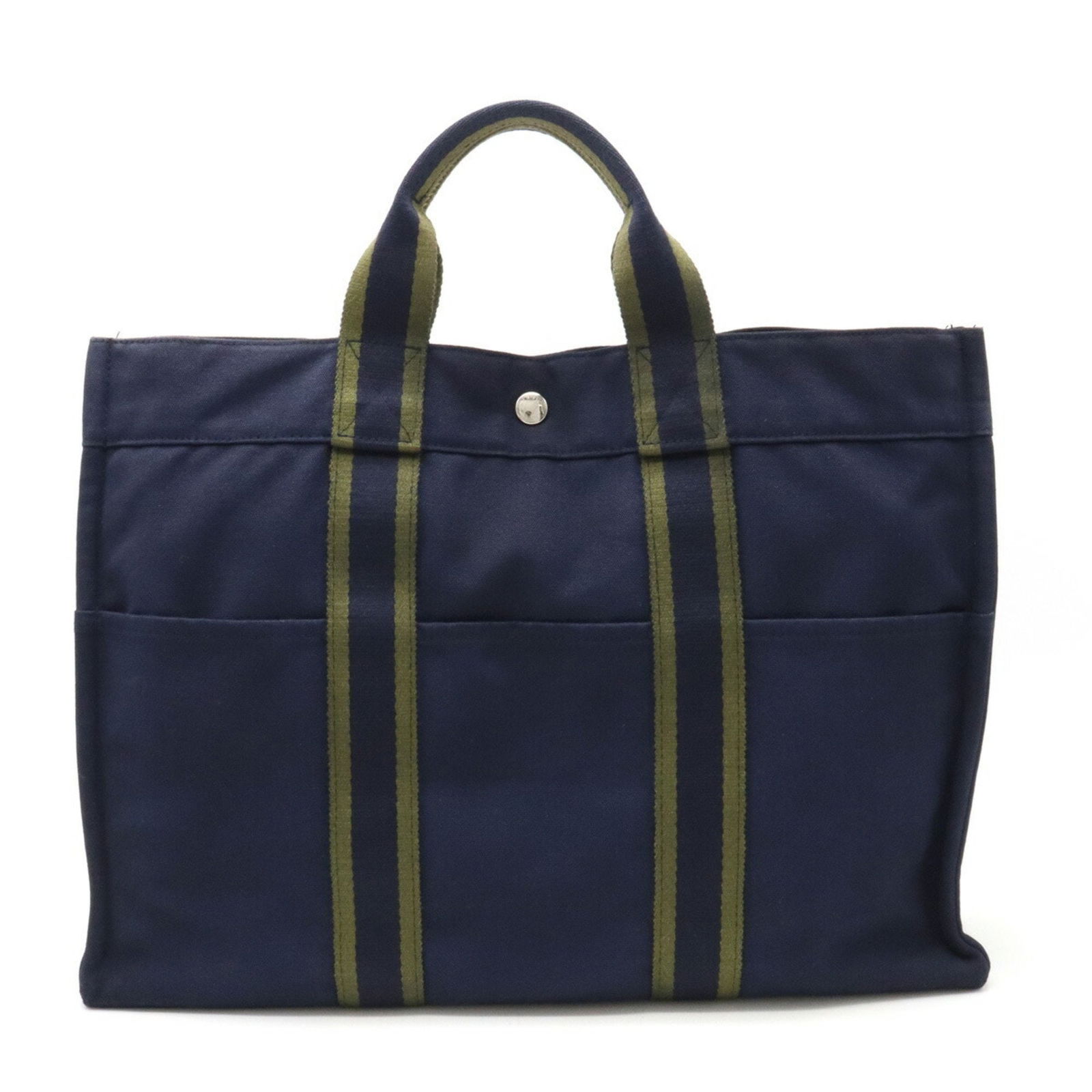 HERMES Fool Toe Tote MM Bag Handbag Canvas Navy Green: HERMES Fool Toe Tote MM Bag Handbag Canvas Navy Green Brand: Hermes Type: Handbag Tote bag Material: Canvas Canvas: Color: Green Navy Inner Pocket: Zipper pocket1 Open pocket6 Zipper pocket: 1 Open po