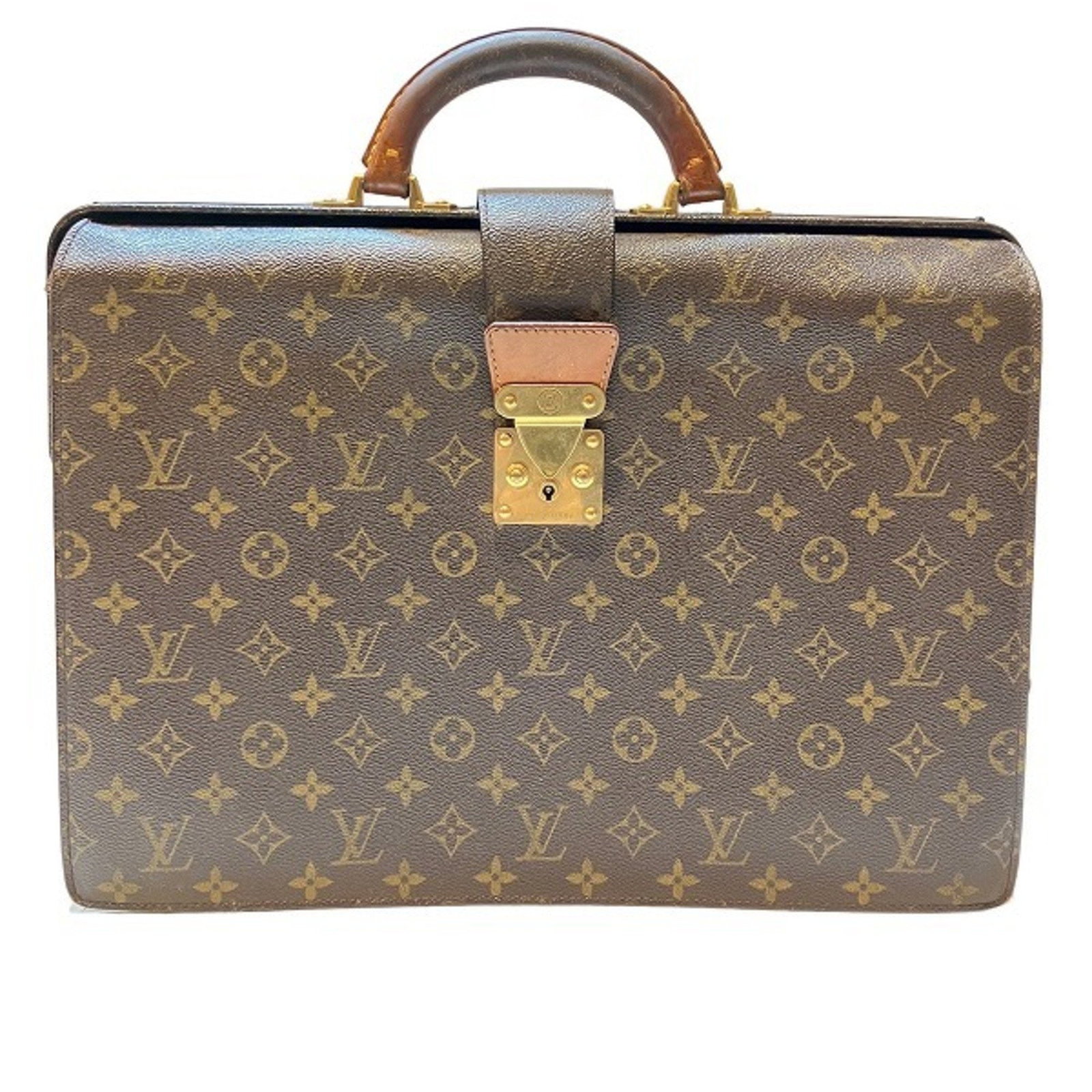 Louis Vuitton Monogram Serviette Fermoir M53305 Bag Business Men's: Louis Vuitton Monogram Serviette Fermoir M53305 Bag Business Men's Brand: Louis Vuitton Line: Monogram Model: M53305 Type: Briefcase Handbag Material: Monogram Monogram: Color: Brown Gender: Men Size 