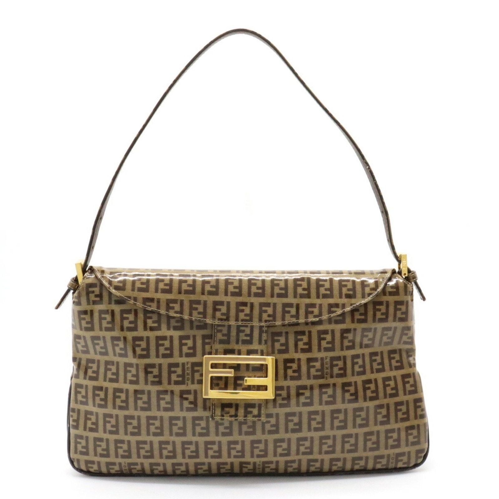 FENDI Zucchino Mamma Bucket Shoulder Bag Vinyl Coating Leather Beige Dark Brown 26796: FENDI Zucchino Mamma Bucket Shoulder Bag Vinyl Coating Leather Beige Dark Brown 26796 Brand: Fendi Line: Zucchino Model: 26796 Type: Shoulder bag Material: Vinyl coated canvas Leather Vinyl coated can