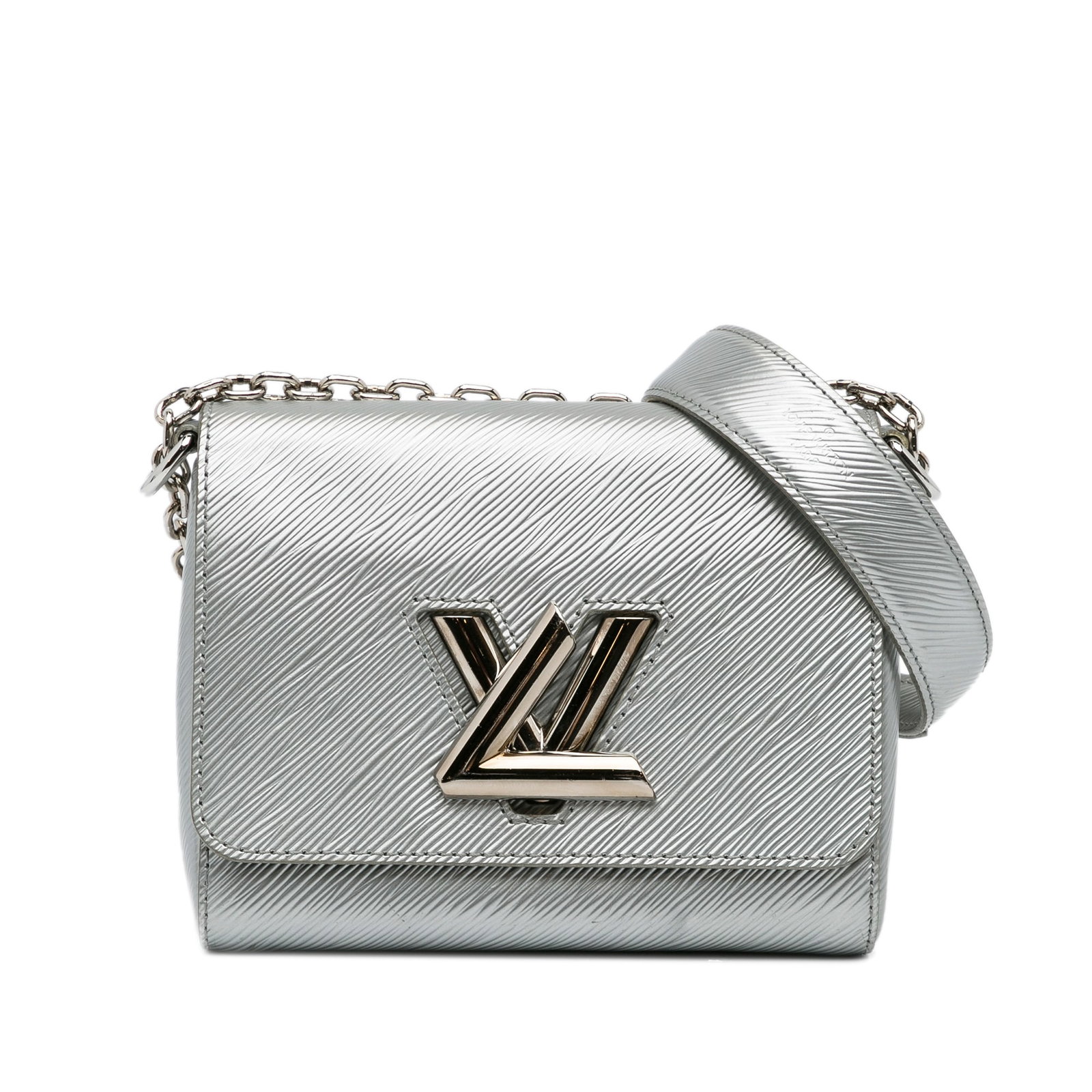 Louis Vuitton Epi Twist PM: Louis Vuitton Epi Twist PM The Twist PM features an epi leather body a silver-tone curb chain strap a front flap with an LV twist lock closure and interior pockets. Brand: Louis Vuitton Model: Epi Twi