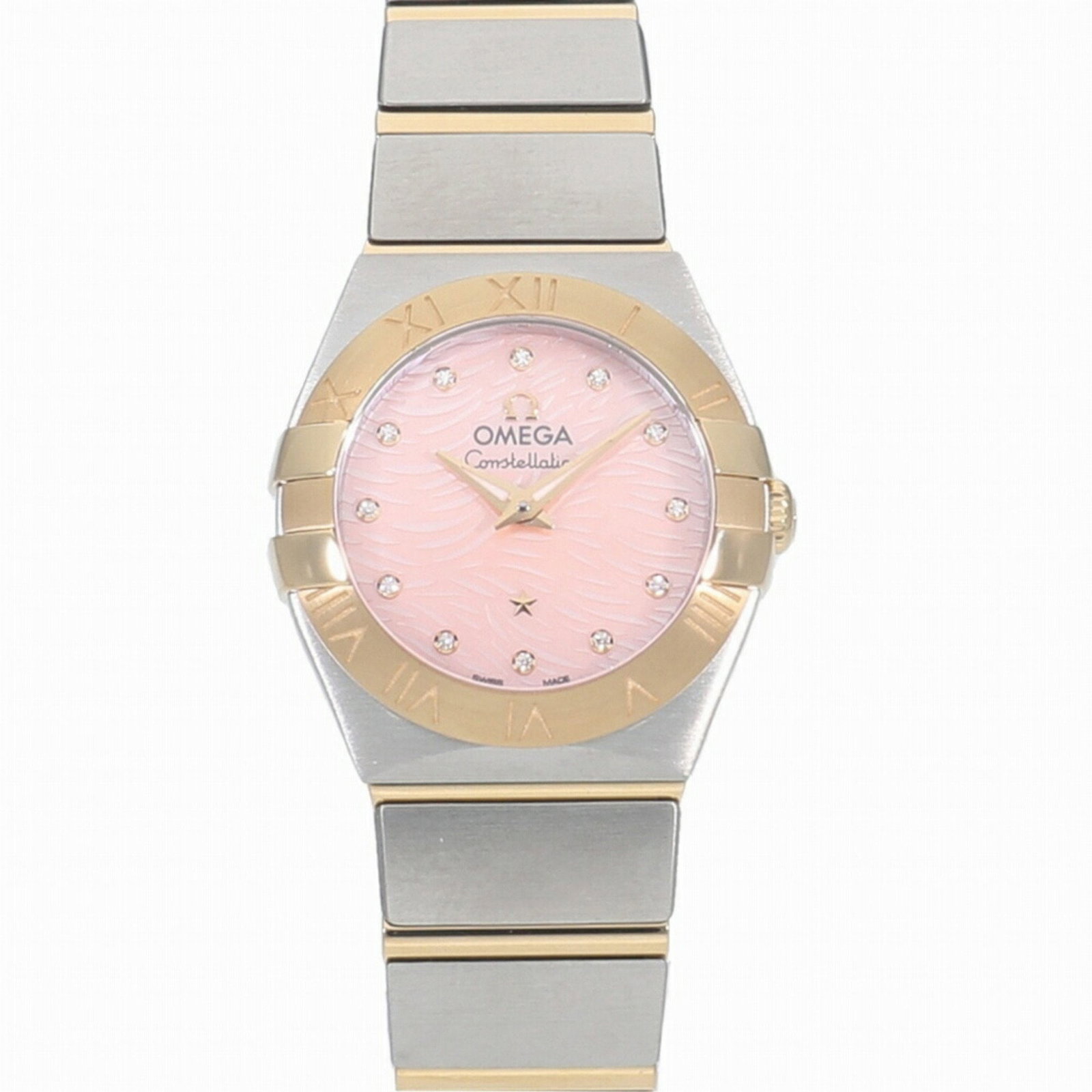 Omega Constellation Quartz 24MM Brushed Pink Shell *12P Diamond 123.20.24.60.57.004 Women's Watch: Omega Constellation Quartz 24MM Brushed Pink Shell *12P Diamond 123.20.24.60.57.004 Women's Watch Brand: Omega Line: Constellation Model: 123.20.24.60.57.004 Type: Wristwatch Gender: Women Material (C