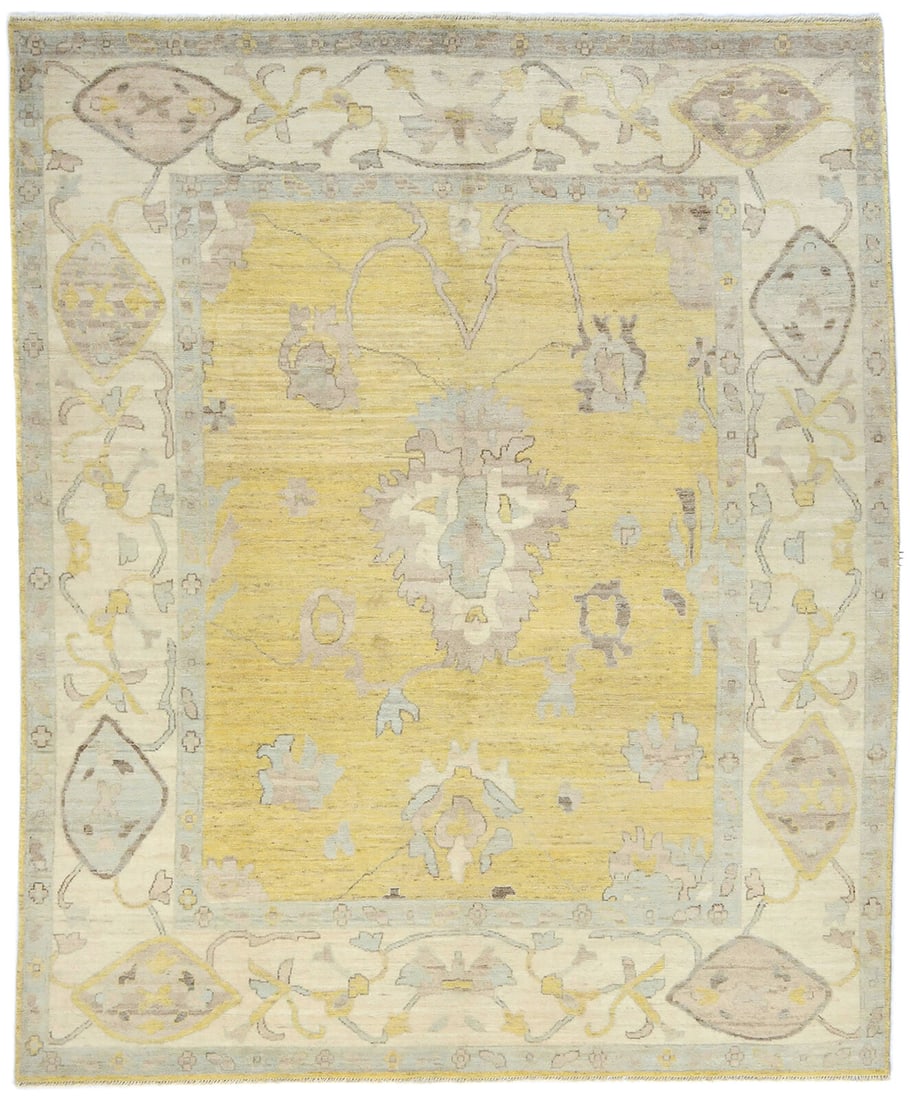 Hand-Knotted Oushak Peshawar Floral 8X10 Pakistan Oriental Rug Wool Decor Carpet: Hand-Knotted Oushak Peshawar Floral 8X10 Pakistan Oriental Rug Wool Decor Carpet Free continental US Shipping Type: Area Rugs Color: Muted Colors: Gold Cream Brown Light Blue etc Size: 8"3 X 9"10 Mate