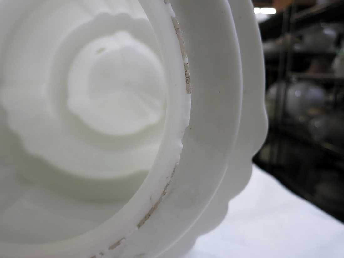 Large Art Deco Stepped Birthday Cake Skyscaper Ceiling Glass Globe Pendant: Large Art Deco Stepped Birthday Cake Skyscaper Ceiling Glass Globe Pendant Dimensions: Height: 15.5 in (39.37 cm)Diameter: 9 in (22.86 cm) Style: Art Deco (Of the Period) Materials and Techniques: Gla