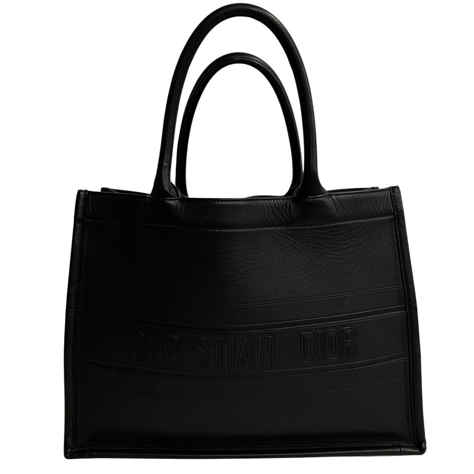 Christian Dior Logo Book Tote All Leather Handbag Bag A4 Storage Capable Black 16354: Christian Dior Logo Book Tote All Leather Handbag Bag A4 Storage Capable Black 16354 Brand: Christian Dior Type: Handbag Tote bag Material: Leather Leather: Color: Black Gender: Women Size (HxWxD): 27