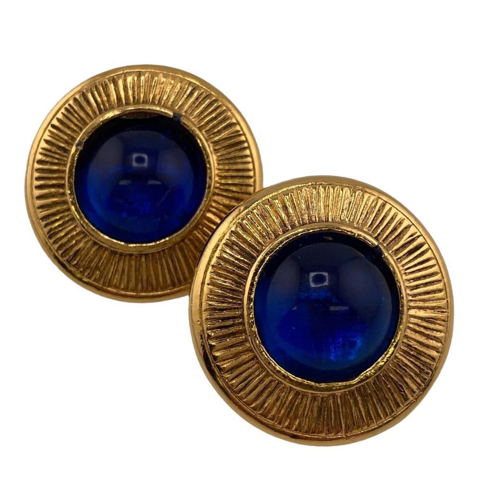 CHANEL Gripore 2416 earrings gold ladies: CHANEL Gripore 2416 earrings gold ladies Brand: Chanel Type: Stud earrings Gender: Women Material: Gold plating Color: Blue Gold Condition: Used (good) Overall Scratches: Noticeable Overall Dirt: Noti