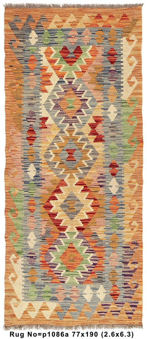 6 Foot RUNNER (2.6x6.3) Wool Handmade Kilim Flat-Weave Rug Vegetable Dye: 6 Foot RUNNER (2.6x6.3) Wool Handmade Kilim Flat-Weave Rug Vegetable Dye Free continental US Shipping Size in Feet: Width: 2.6 x Length: 6.3 Size in Inches: Width: 30 in x Length: 75 in Rug Type: Area