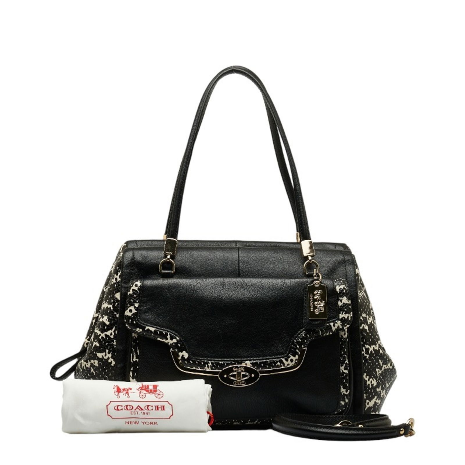 Coach Carriage Handbag Shoulder Bag 27841 Black White Leather Women's COACH: Coach Carriage Handbag Shoulder Bag 27841 Black White Leather Women's COACH Brand: Coach Model: 27841 Type: Handbag Shoulder bag Material: Leather Leather: Color: Black White Closure: Zipper Gender: W