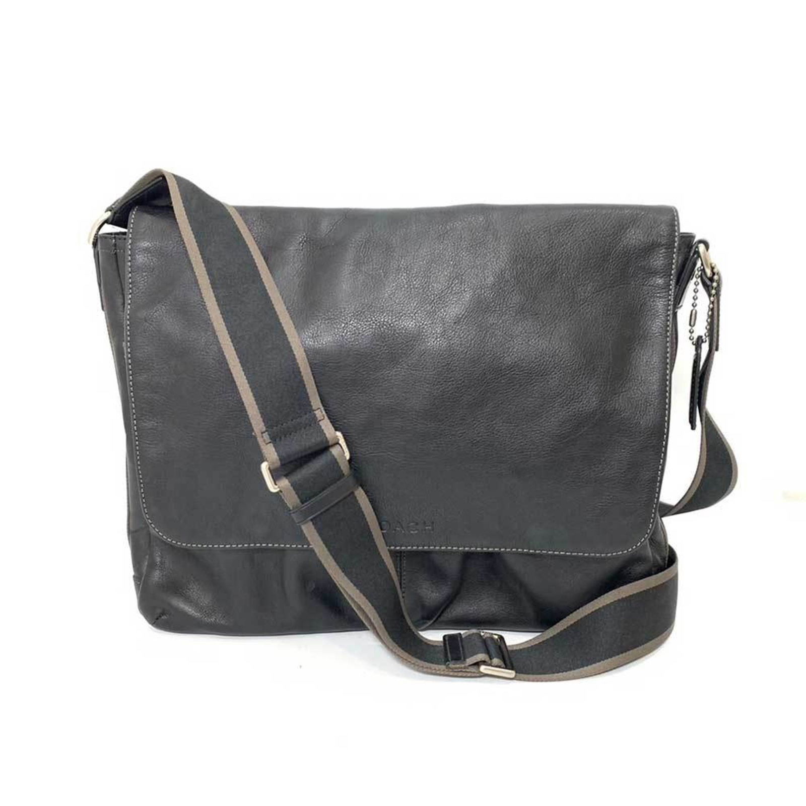 Coach Bag Heritage Web Leather Black Shoulder Crossbody Stripe Men's Calf F70556 COACH: Coach Bag Heritage Web Leather Black Shoulder Crossbody Stripe Men's Calf F70556 COACH Brand: Coach Model: F70556 Type: Shoulder bag Material: Leather Leather: Leather/Fur Type: Calfskin Color: Black