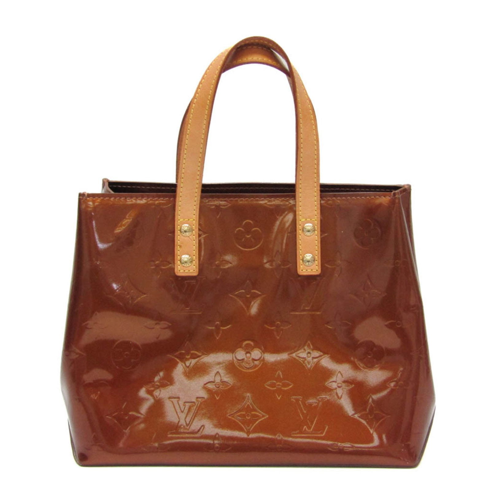 Louis Vuitton: Louis Vuitton Brand: Louis Vuitton Model: Color: Copper Material: Patent Leather Dimensions: 18cm x 22.5cm x 10.5cm Comments: In the world of fashion Louis Vuitton's Reade bag stands out for its timel