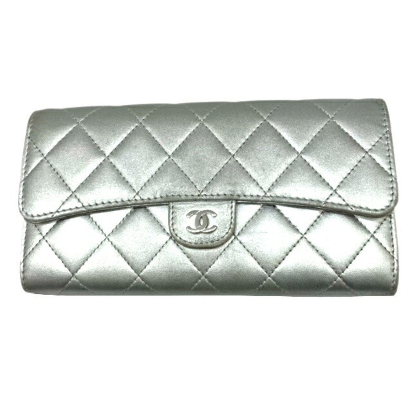 CHANEL Chanel Matelasse Long Flap Wallet A80758 Silver Leather Goods Accessories Coco Mark CC Ladies: CHANEL Chanel Matelasse Long Flap Wallet A80758 Silver Leather Goods Accessories Coco Mark CC Ladies Brand: Chanel Type: Long wallet (bi-fold) Gender: Women Material: Leather Leather: Color: Silver Si