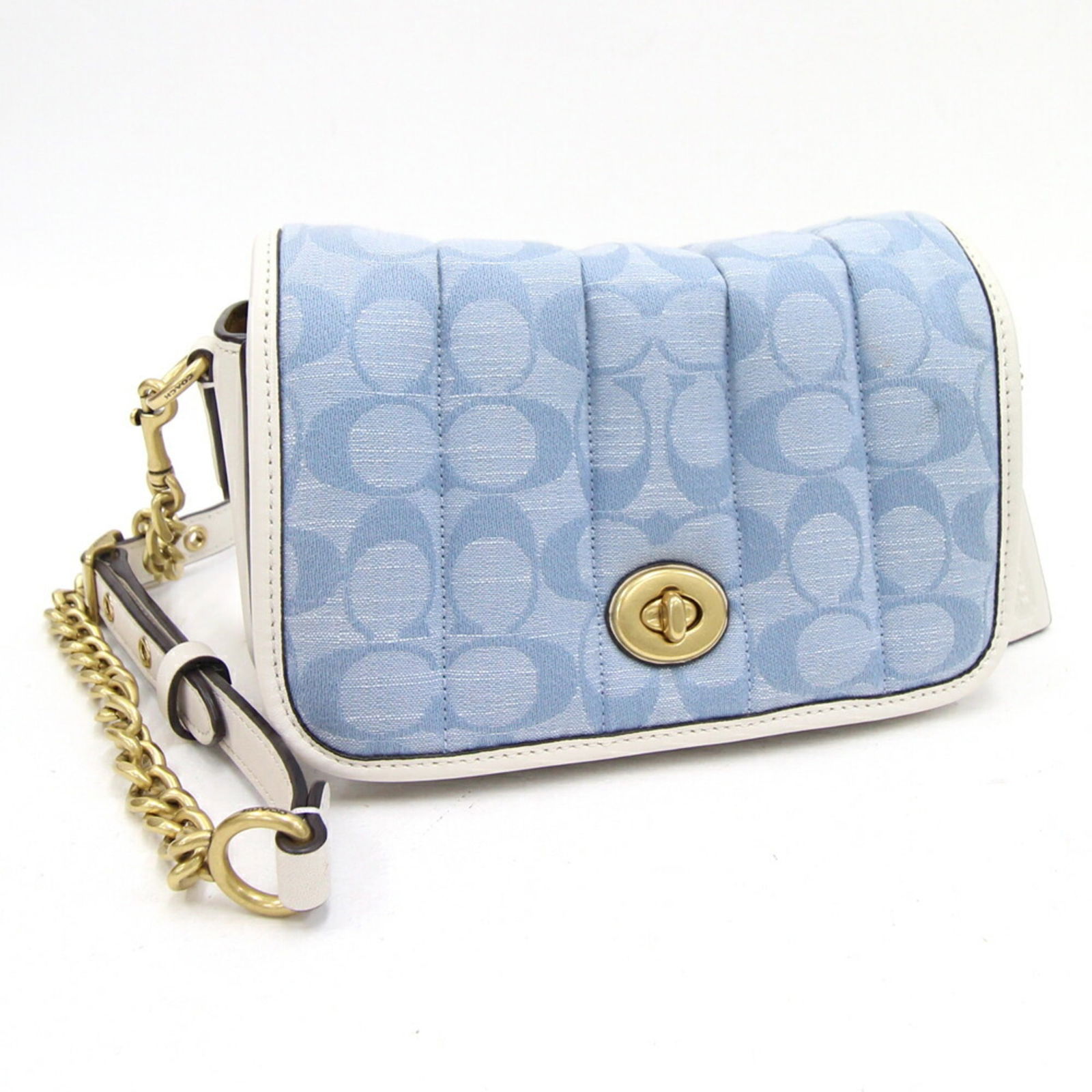 Coach Shoulder Bag Signature C4689 Light Blue White Canvas Leather Pochette Women's COACH: Coach Shoulder Bag Signature C4689 Light Blue White Canvas Leather Pochette Women's COACH Brand: Coach Line: Signature Model: C4689 Type: Pochette Shoulder bag Material: Leather Canvas Leather: Canvas